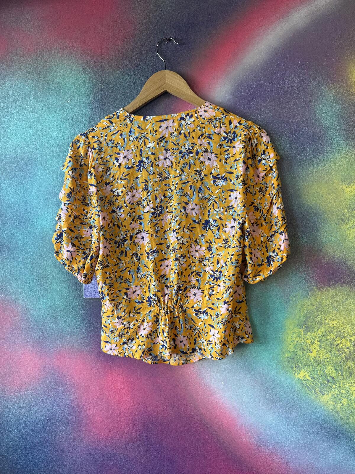 Other Oliver Bonas yellow floral wrap - ruffle sleeve -size 10 Size M / US 6-8 / IT 42-44 - 4 Thumbnail