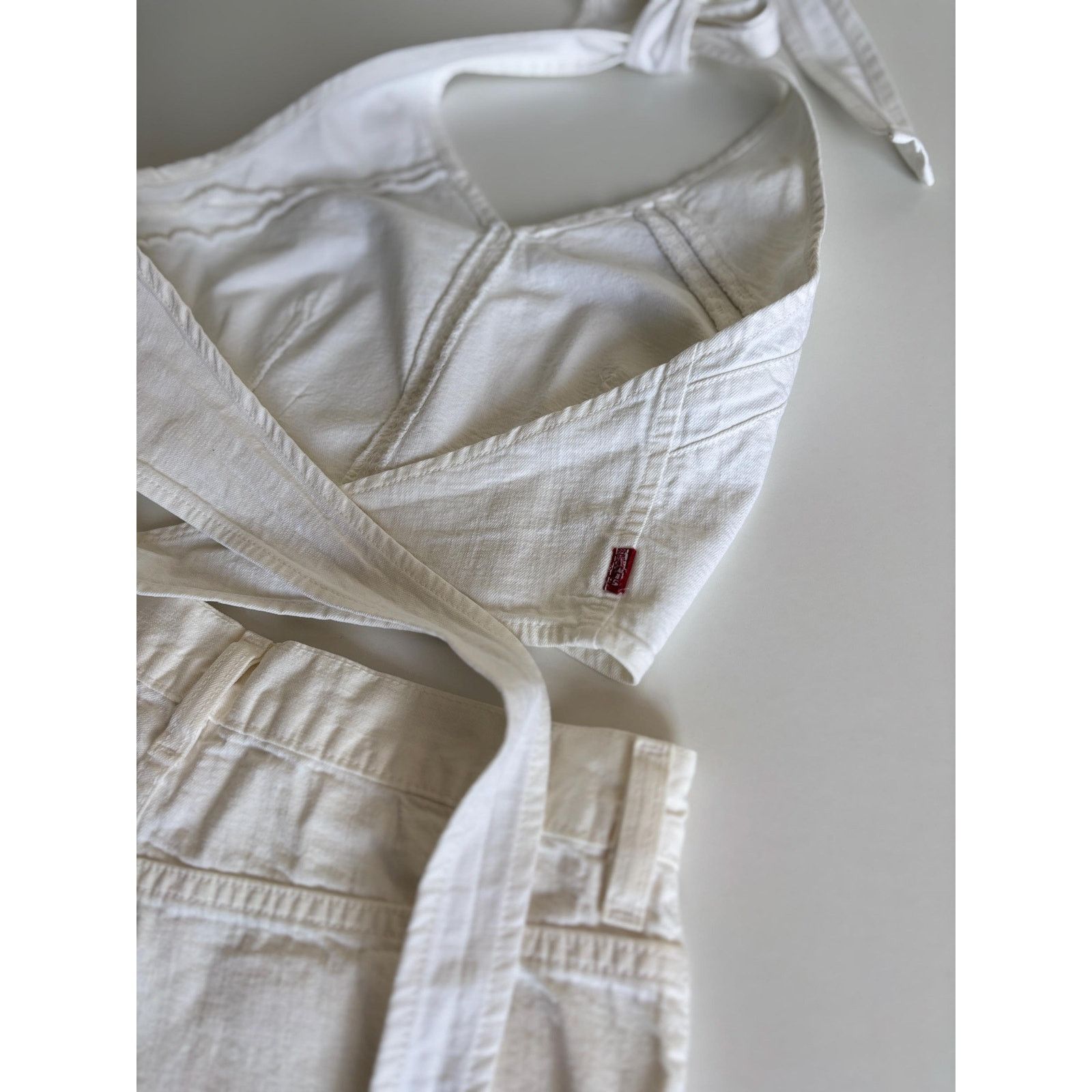Japanese Brand × Levi's × Levi's Vintage Clothing Vintage Levi's White Denim Two Piece Set Crop Top Shorts Y2K Size 26" / US 2 / IT 38 - 5 Thumbnail
