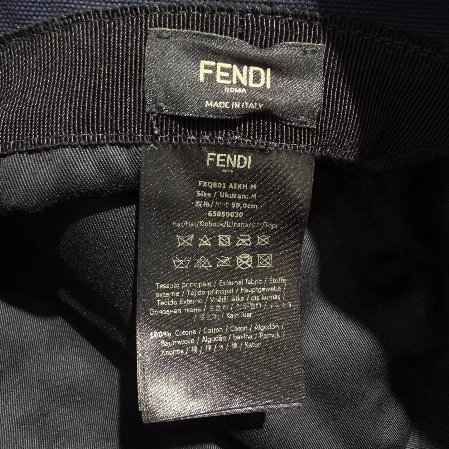Fendi Fendi Embroidered Logo Navy Blue Fisherman Hat M Size ONE SIZE - 4 Thumbnail