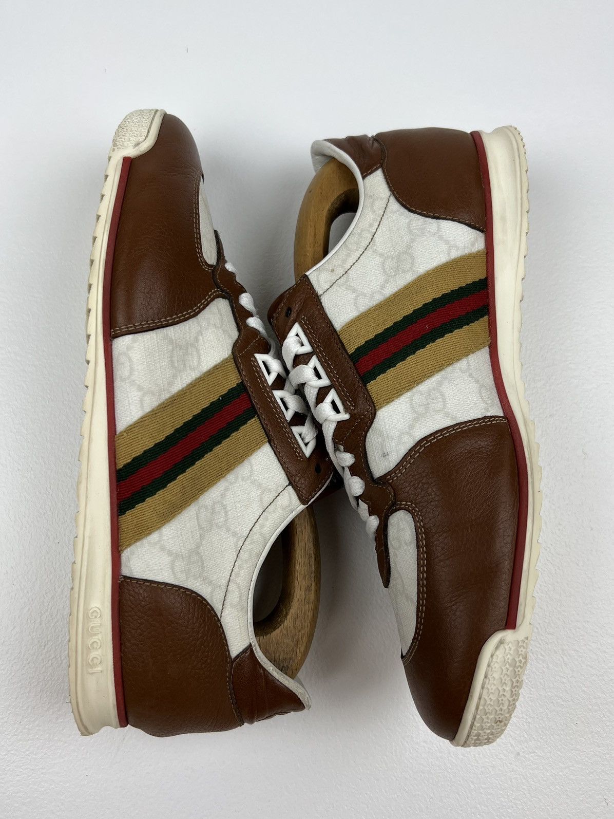 Gucci GUCCI Sneakers Low Top Shoes GG Monogram Web Stripe White Size US 7.5 / EU 40-41 - 13 Thumbnail