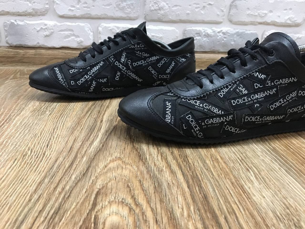 Dolce & Gabbana Dolce & Gabbana Logo Print Black Leather Sneakers EU 38 US 8 Size US 8 / IT 38 - 3 Thumbnail