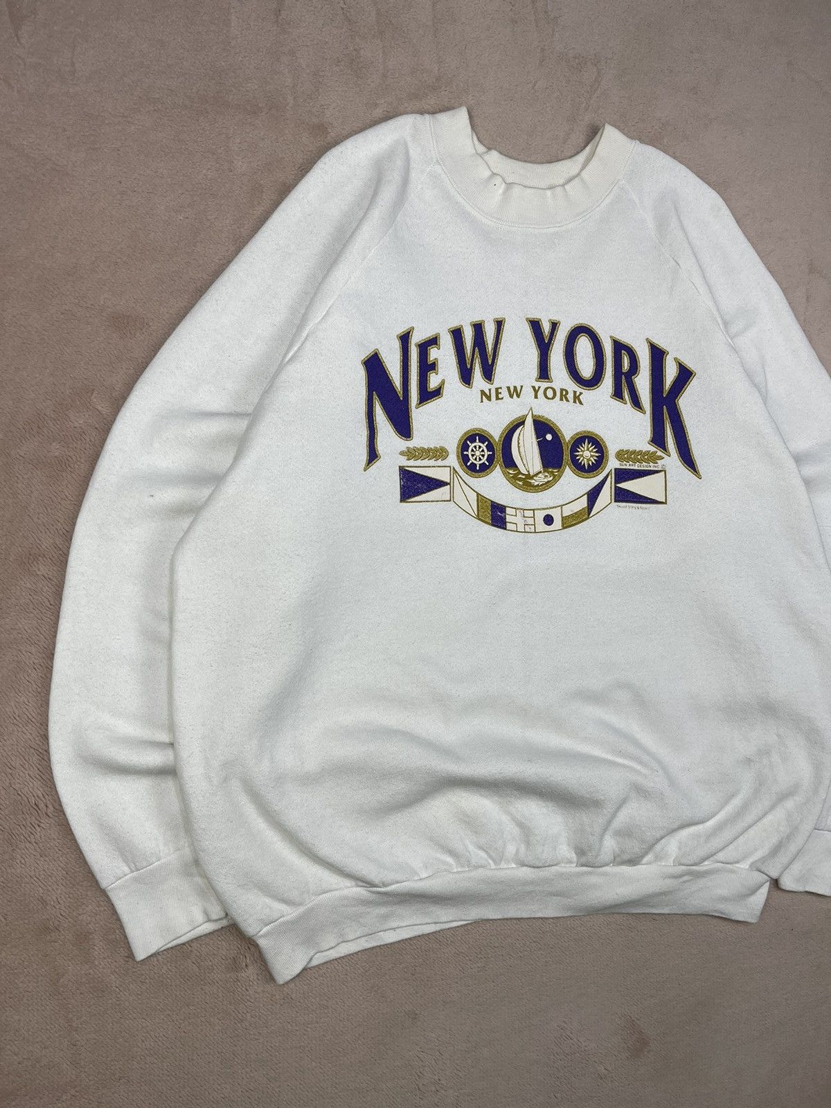 Fruit Of The Loom Vintage 90s Sun Art NEW YORK Both Print Sweatshirts Size US L / EU 52-54 / 3 - 2 Thumbnail