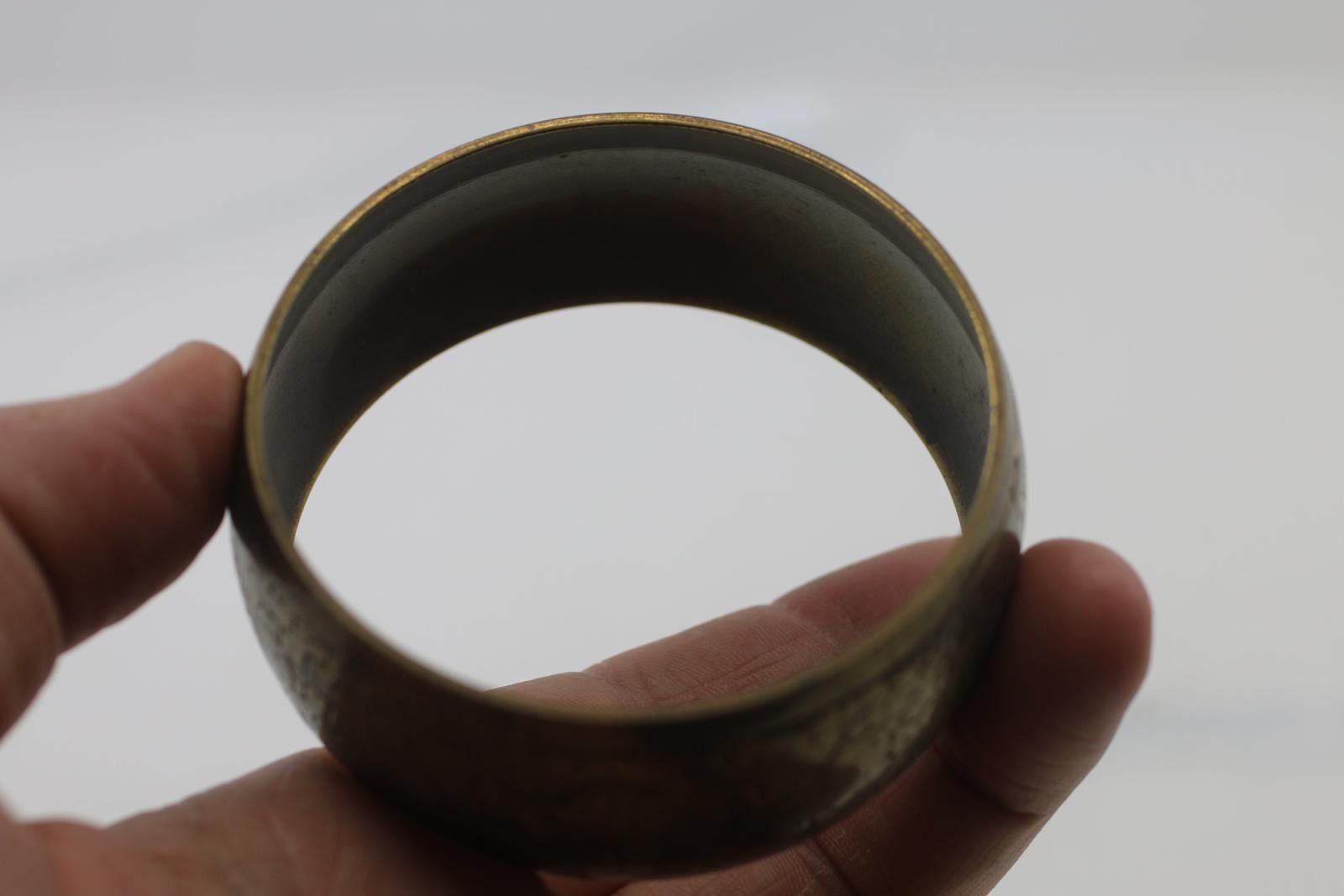 The Unbranded Brand Vintage Brass-Tone Etched Bangle Bracelet – Wide Metal Cuff Size ONE SIZE - 4 Thumbnail