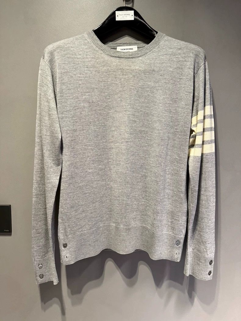 Thom Browne Thom BrowneClassic light gray four-bar sweatshirt 2503-Next Size US M / EU 48-50 / 2 - 1 Thumbnail