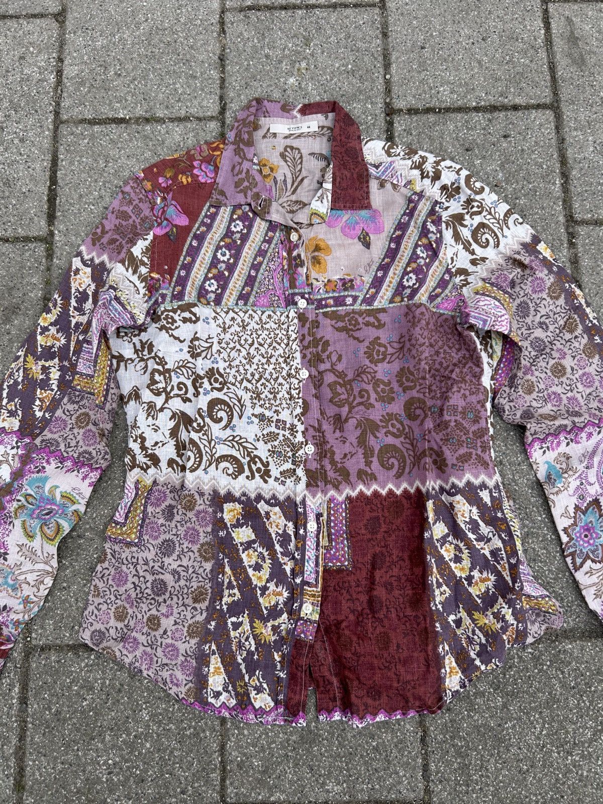 Etro Etro Luxury Paisley Patchwork Linen Blouse Luxury Shirt Size M / US 6-8 / IT 42-44 - 5 Thumbnail