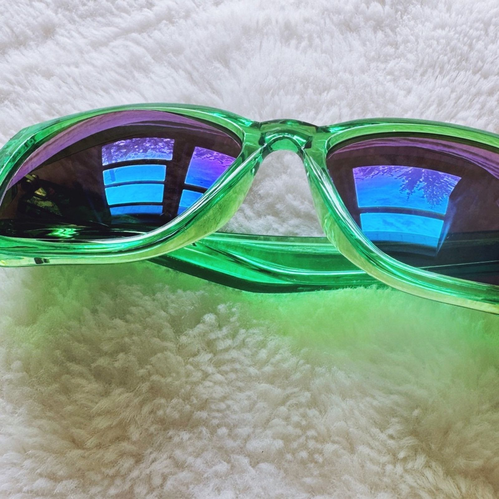 Other Cedric Bright Green Mirrored Sunglasses Size ONE SIZE - 3 Thumbnail
