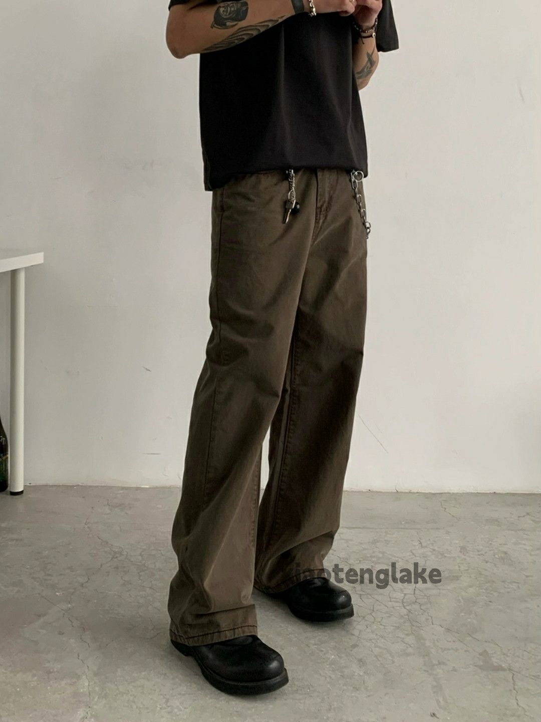 image of Vintage Washed Faded Yuppie Y2K Cleanfit Utility Pants in Brown, Men's (Size 34)