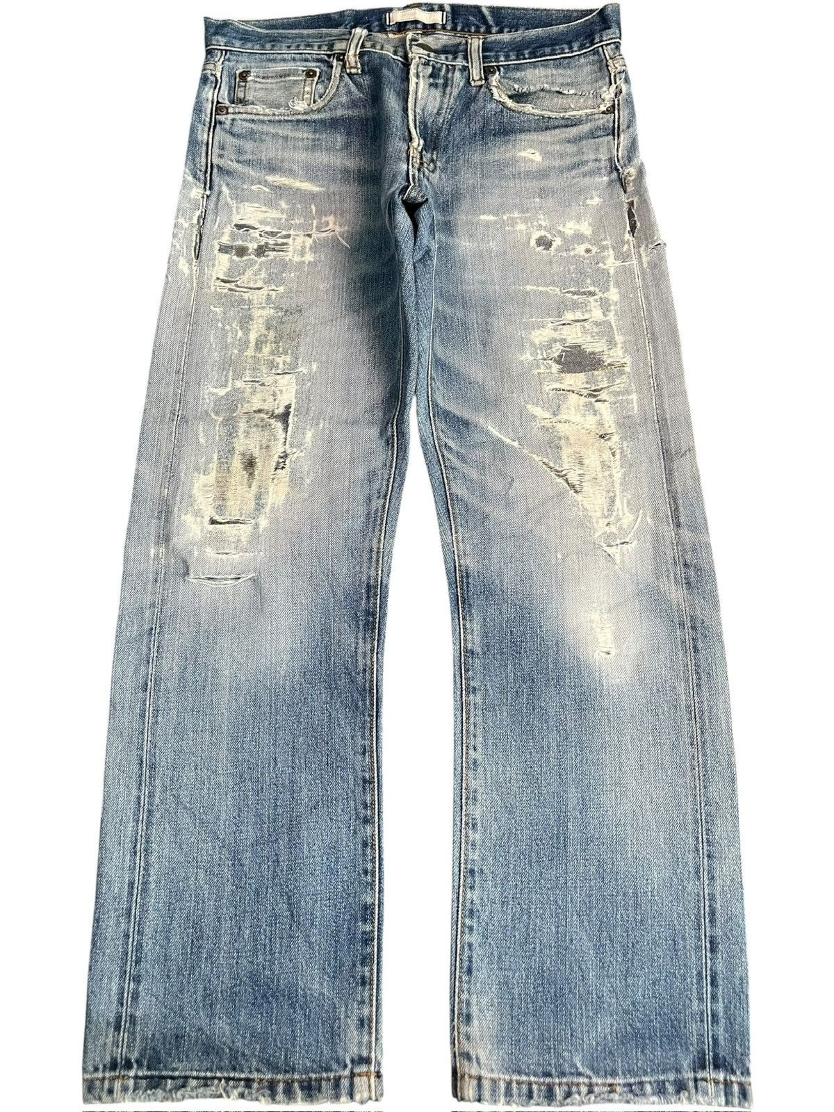Uniqlo Vintage Uniqlo Faded Distressed Selvedge Jeans Size US 29 - 1 Thumbnail