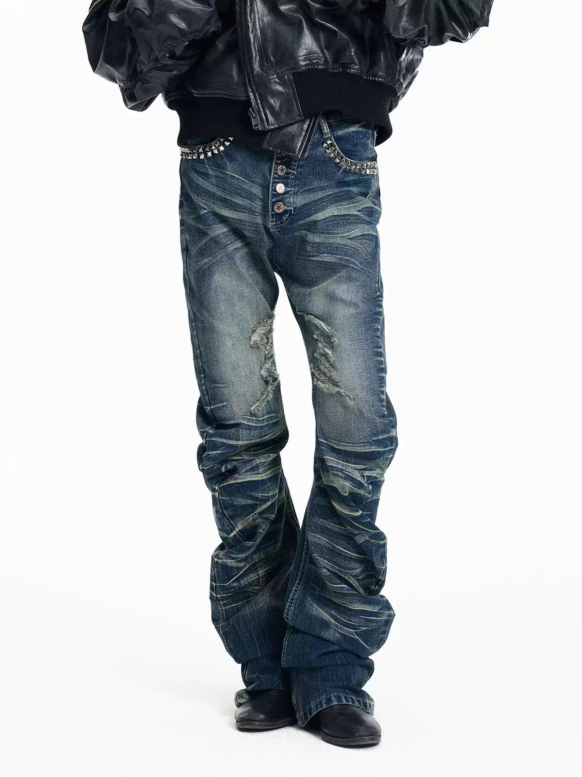 Japanese Brand Crack Washed Pants Size US 32 / EU 48 - 6 Thumbnail