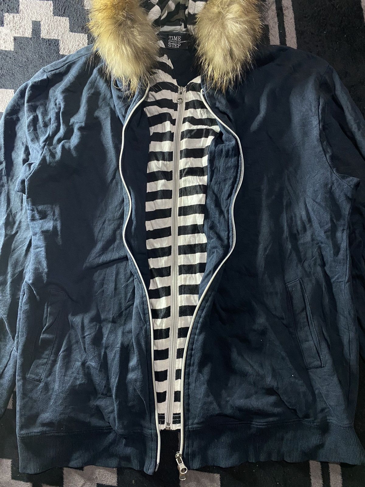 If Six Was Nine × Japanese Brand × Le Grande Bleu (L.G.B.) time step fur double layers zip hoodie Size US L / EU 52-54 / 3 - 4 Thumbnail
