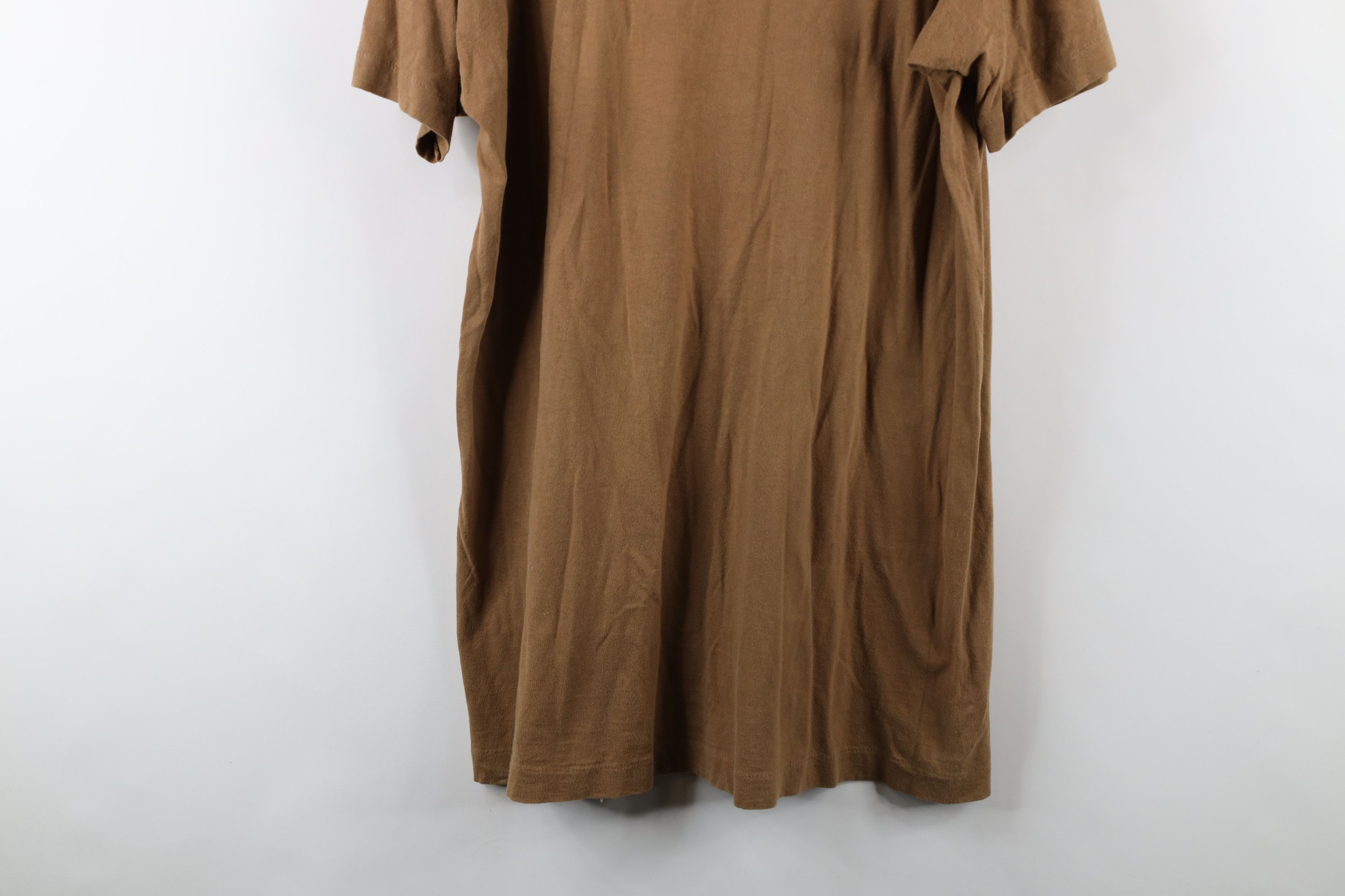 Vintage Vintage 90s Streetwear Blank Combed Cotton T-Shirt Brown USA Size US L / EU 52-54 / 3 - 12 Thumbnail