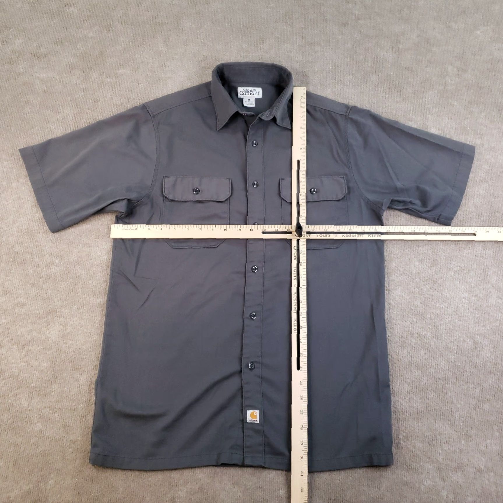 Carhartt Mens Medium Short Sleeve Button Up Cotton Pockets Workwear Size US M / EU 48-50 / 2 - 2 Thumbnail