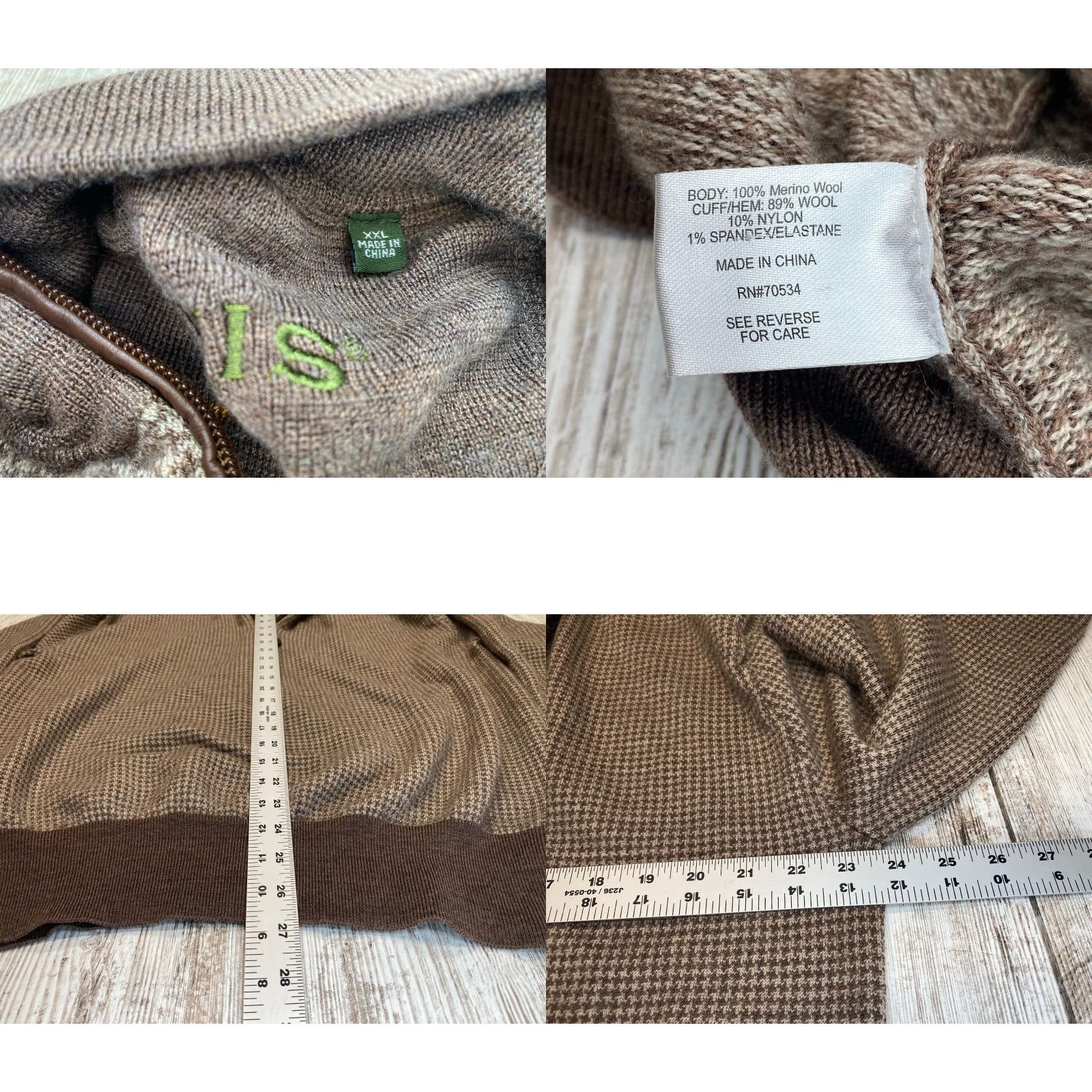 Orvis VINTAGE Orvis 1/4 Zip Sweater 100% Merino Wool Brown 2XL Men's Golf Houndstooth Size US XXL / EU 58 / 5 - 8 Thumbnail