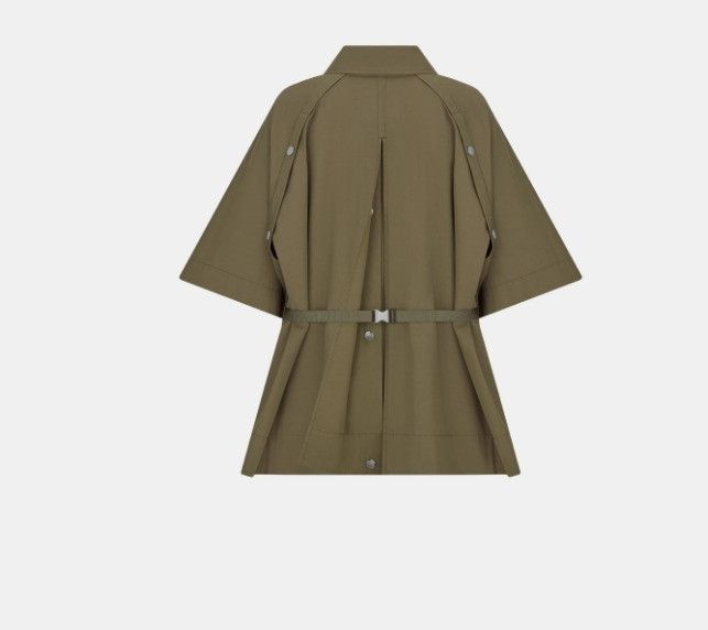 Dior o1w1db10225 417C42A3 Cape-Effect Peacoat in Khaki Size XS / US 0-2 / IT 36-38 - 4 Thumbnail