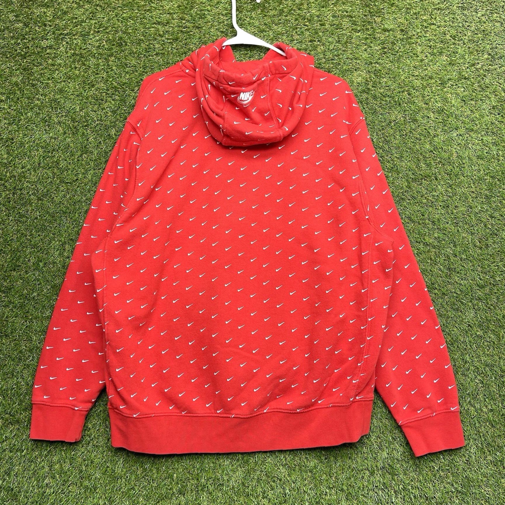 Nike VINTAGE Nike Hoodie Mens Large Fleece Club Pullover Sweatshirt Sports AOP Swoosh y2k Red Size US XS / EU 42 / 0 - 5 Thumbnail