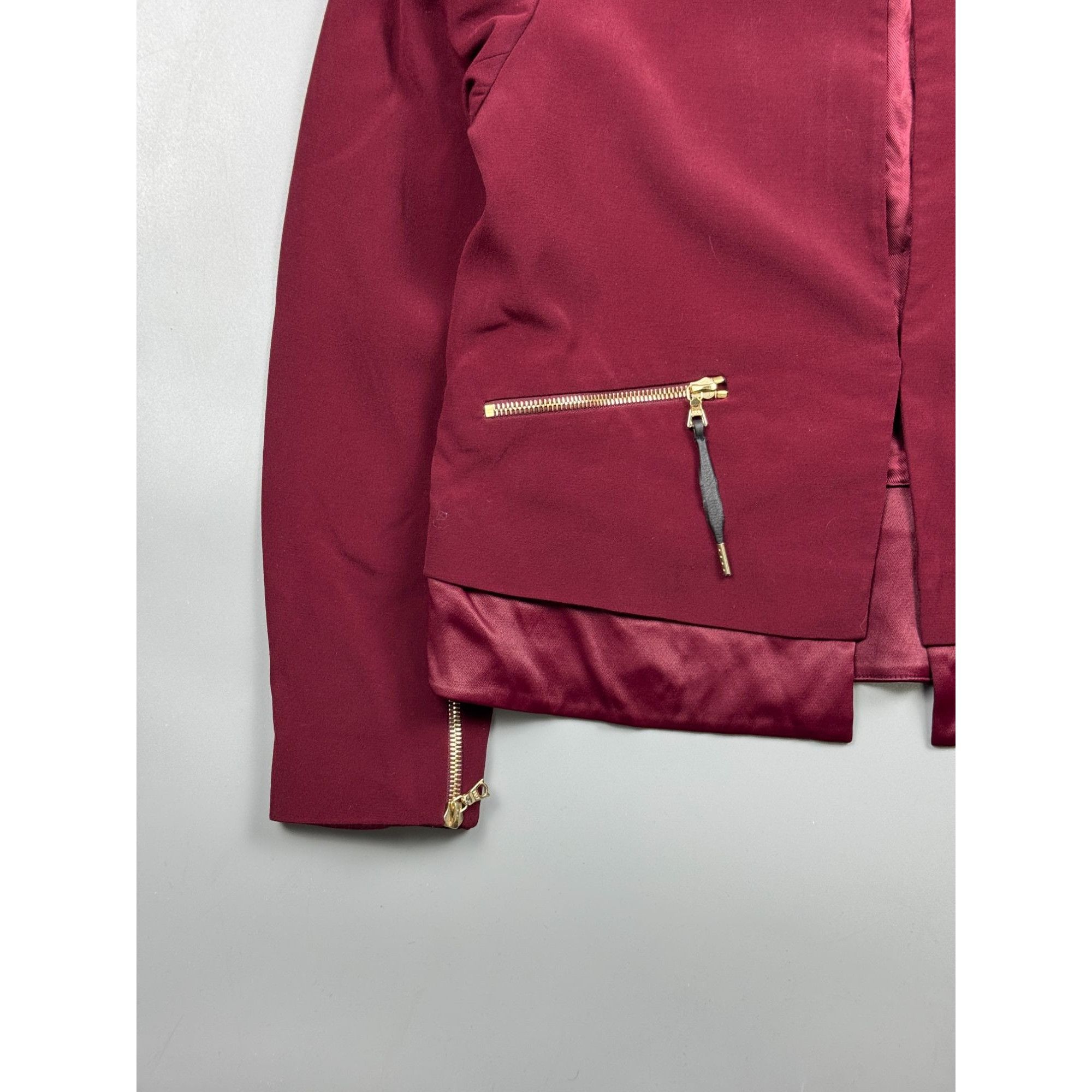 Sandro Sandro Paris Collarless Burgundy Viscose Blazer (Y1181) Size S / US 4 / IT 40 - 2 Thumbnail