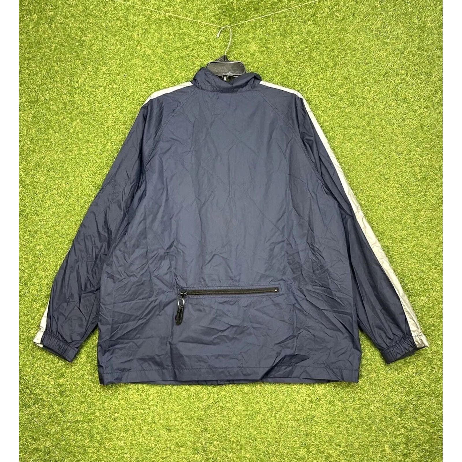 Nike VINTAGE Nike Windbreaker Jacket Mens L Full Zip Track Jacket Heavyweight Blue Nylon Embroidered Logo Swoosh 90s Nike Air Tracksuit Windbreaker Size 42R - 2 Thumbnail