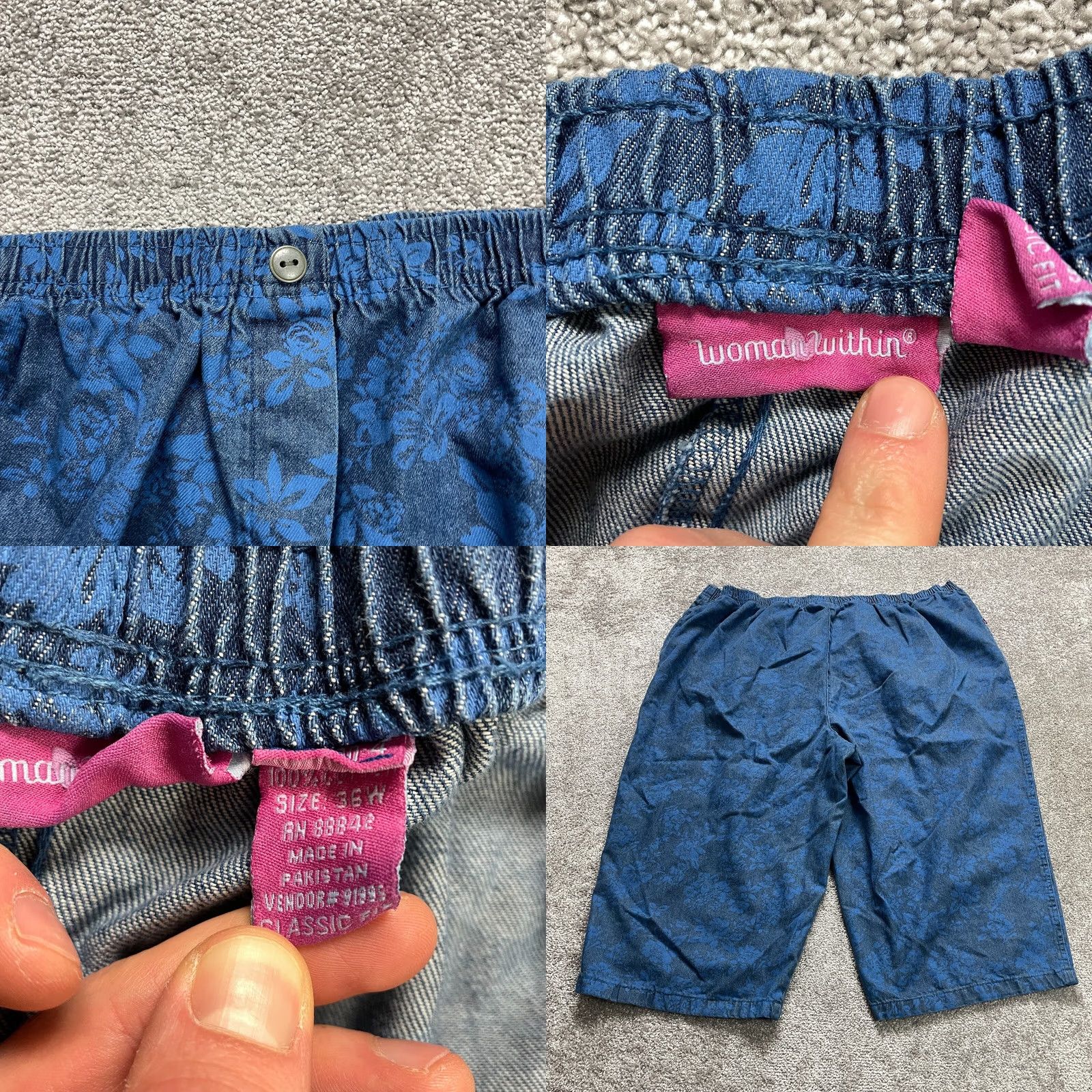 Vintage VINTAGE? (No) Woman Within Jeans Pants Womens Plus 36WP Blue Classic Fit Capri Floral 46x21 Size 32" / US 10 / IT 46 - 8 Thumbnail