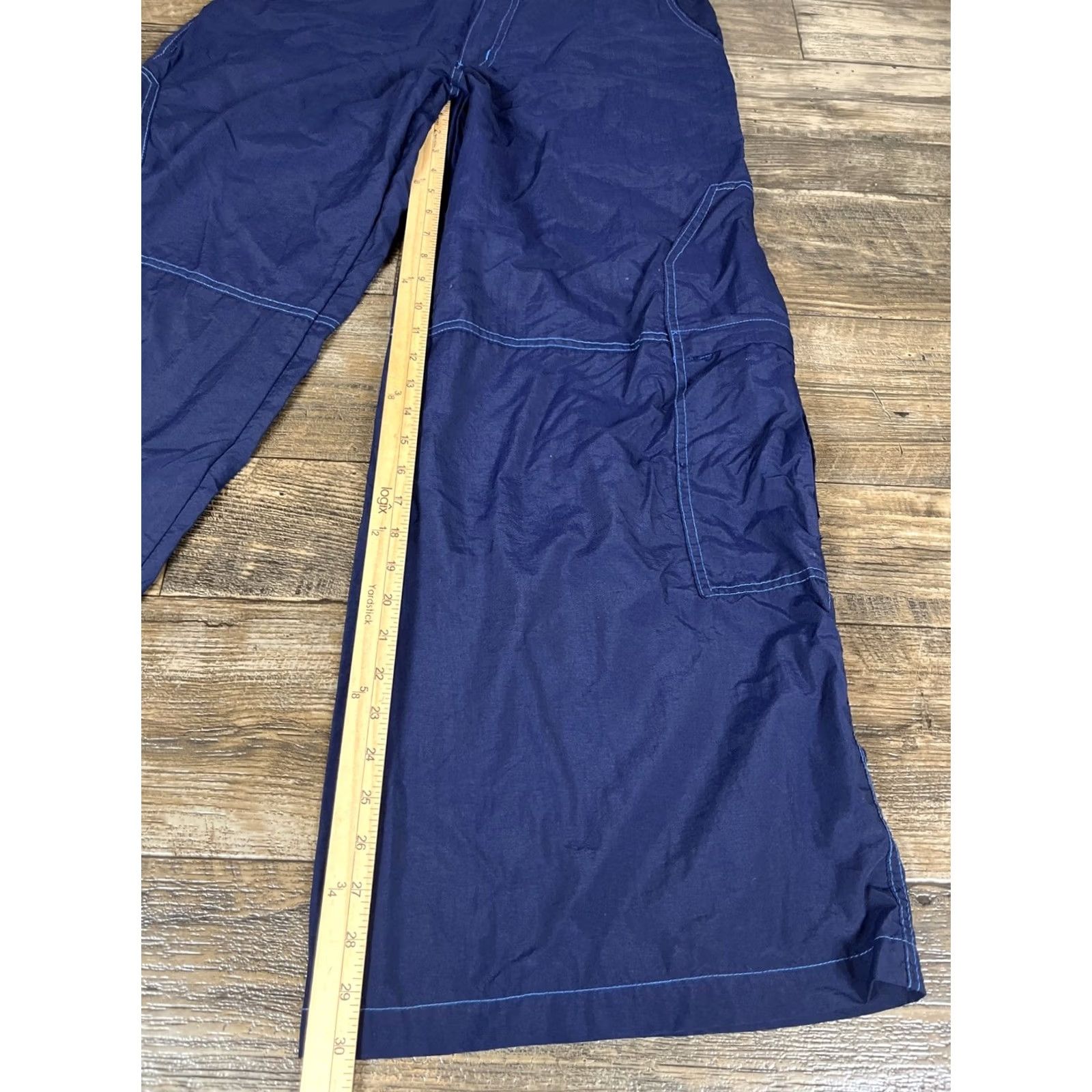Vintage VINTAGE MT2 Morbid Threads Pants Cargo 90s Women 32x30 Wide-Leg Blue Nylon Buckle O3 Size 24" / US 00 / IT 34 - 2 Thumbnail