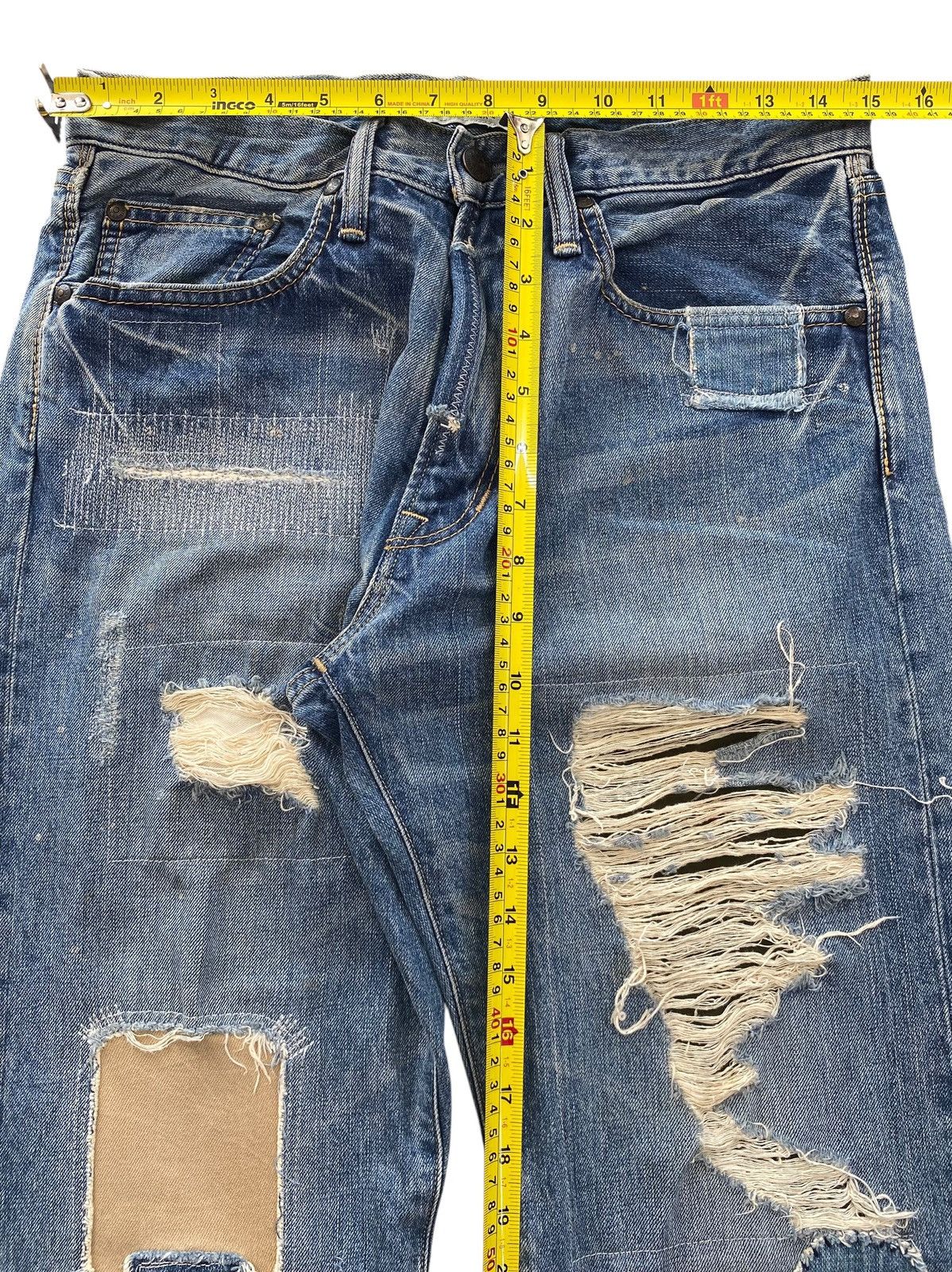 Avirex Avirex Distressed Patch Work Style Straight Leg Jeans Size US 30 / EU 46 - 6 Thumbnail