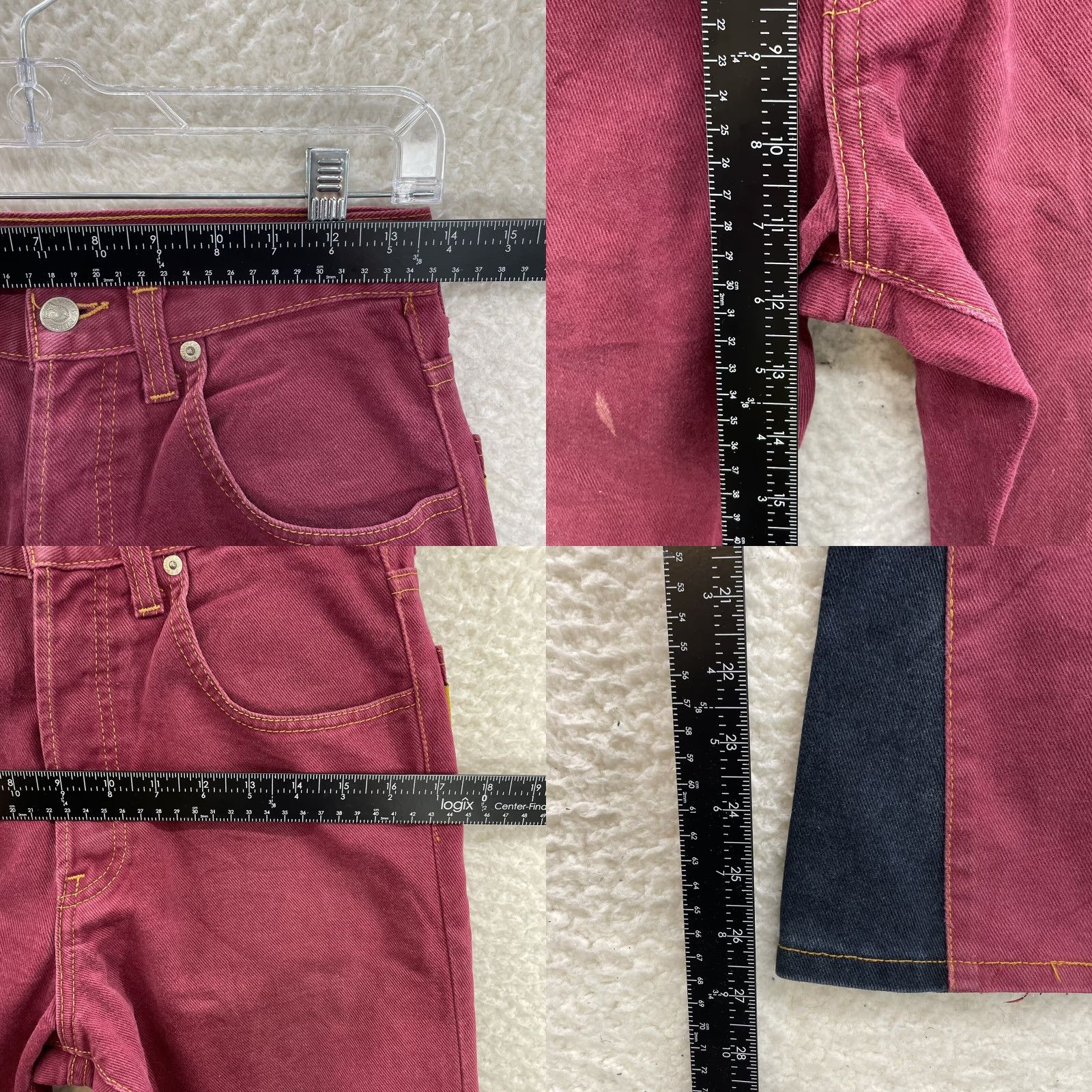 Bell VINTAGE Acquaverde Jeans 6 27 Short Red Denim High Waisted 70s Western Bell Bottoms Flare Womens Mens Girls Size 28" / US 6 / IT 42 - 8 Thumbnail