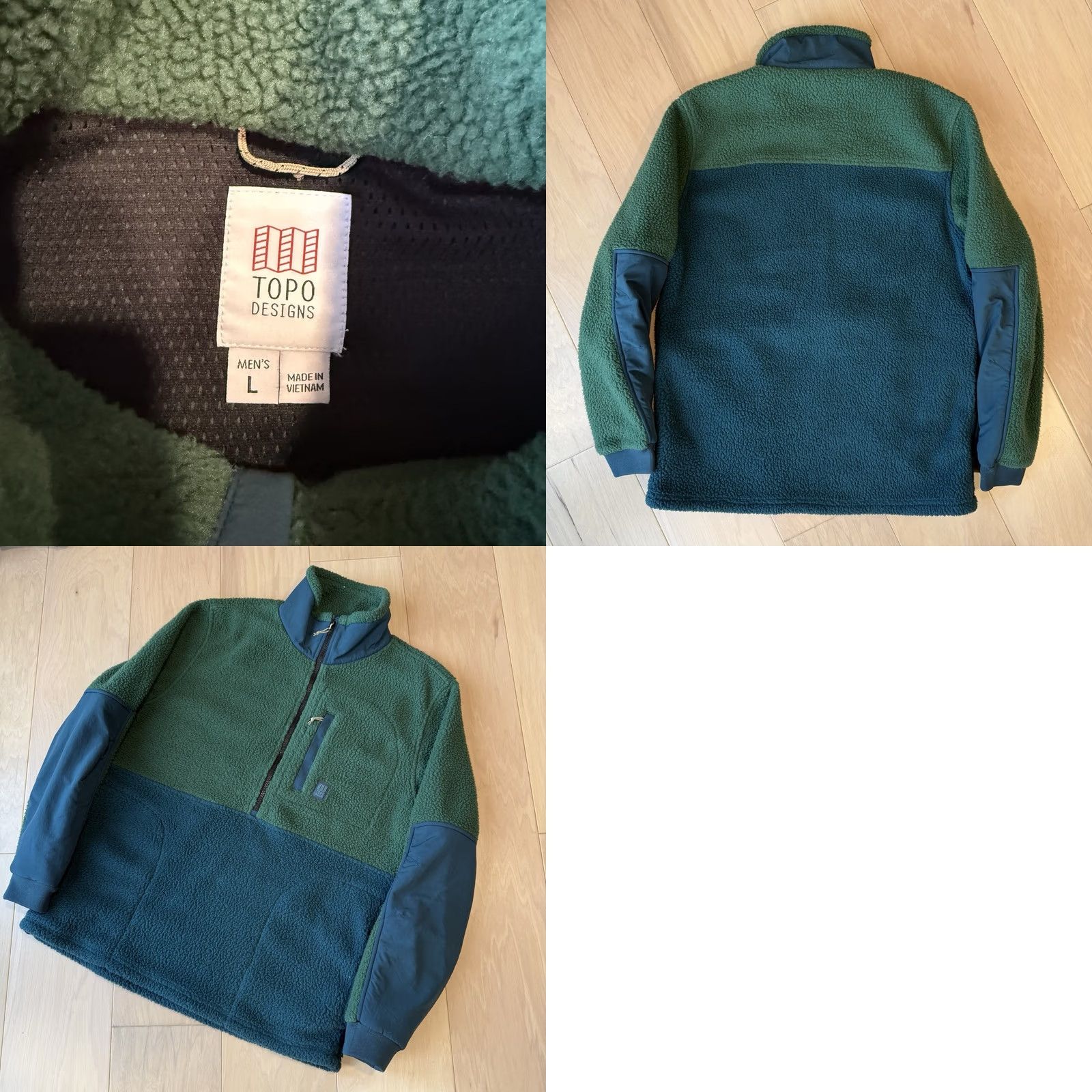 Topo Designs Topo Designs Mountain Fleece Pullover Green Large 1/2 Zip Jacket Outerwear Mens L Regular Fit All Seasons Insulated) Size US L / EU 52-54 / 3 - 8 Thumbnail