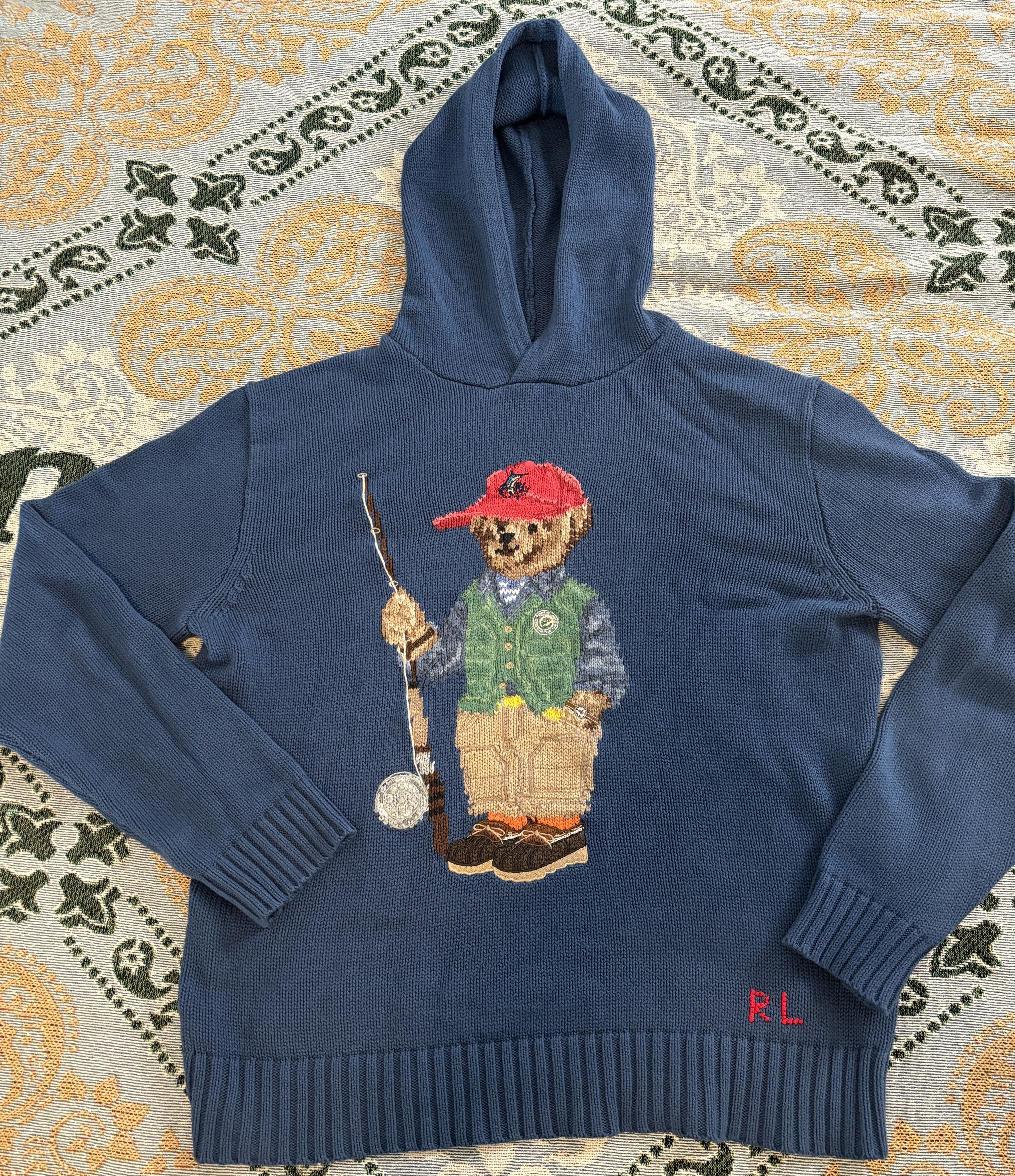 image of Polo Ralph Lauren Polo Bear Hooded Sweater in Blue, Men's (Size Medium)