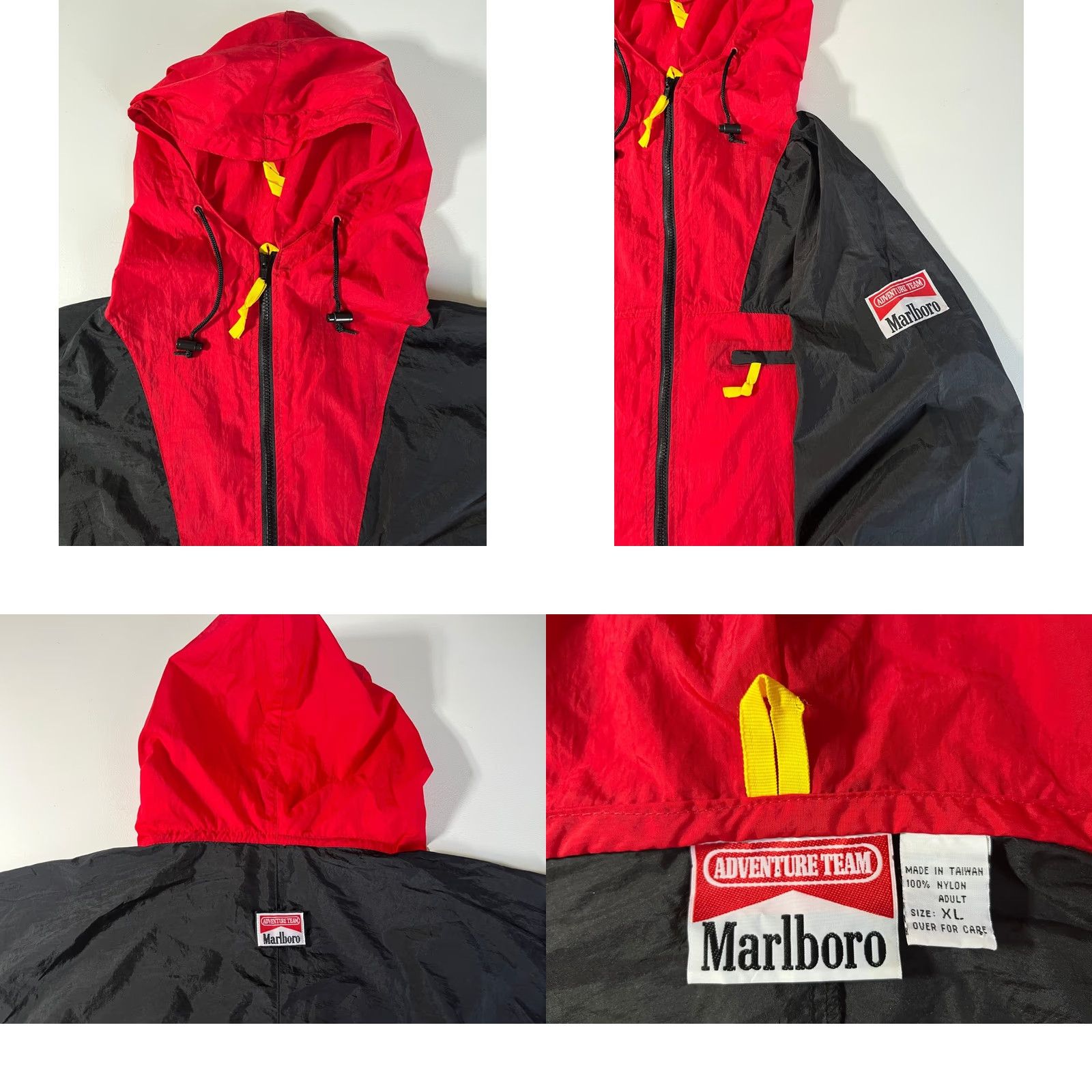 Marlboro Marlboro Adventure Team Men’s Vintage 90s Full Zip Hooded Windbreaker Jacket XL Red Black Nylon Windbreaker Zip Pockets Size US XL / EU 56 / 4 - 8 Thumbnail