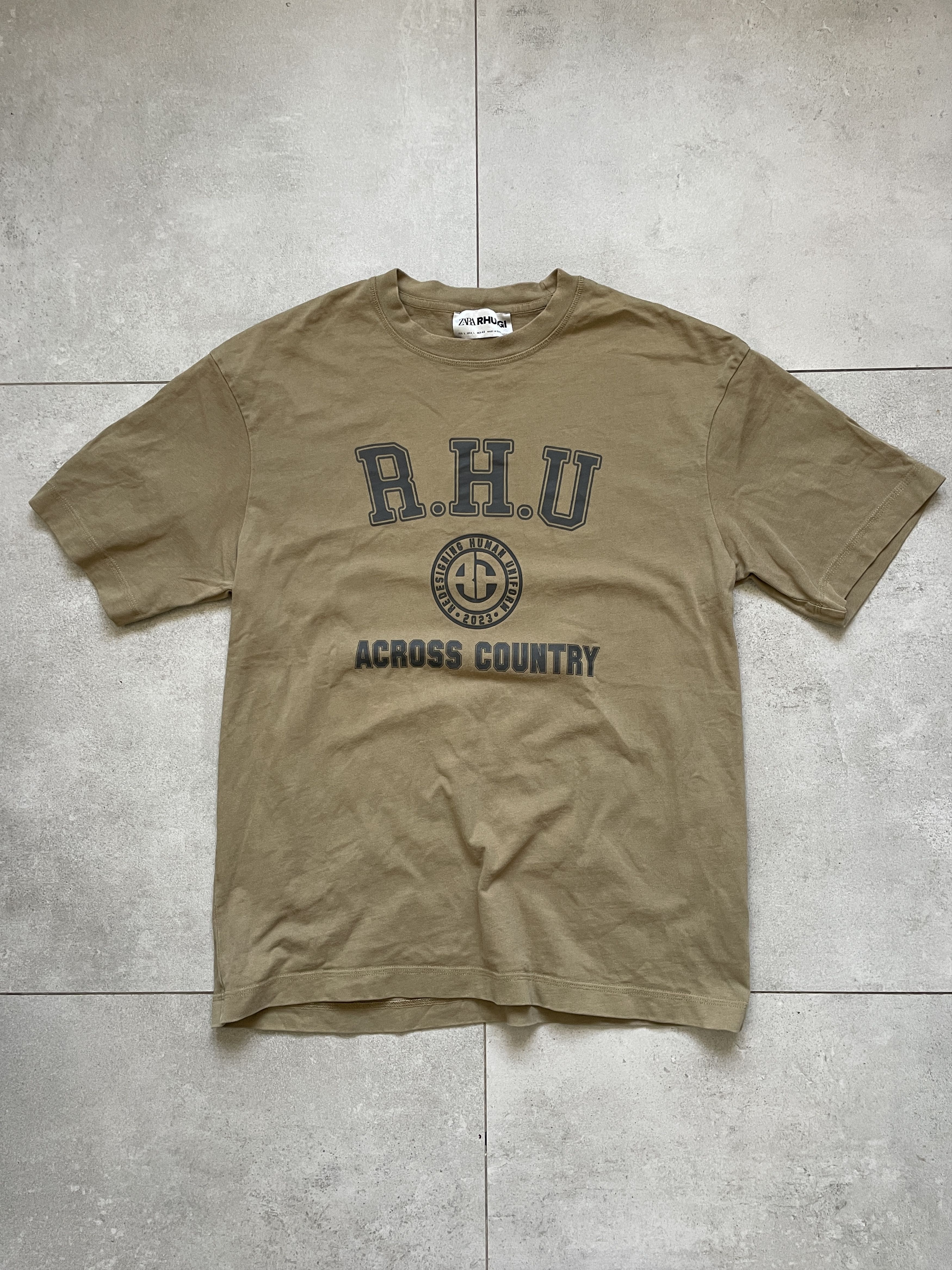 Rhude ZARA X RHUDE RHUIGI BEIGE ACROSS COUNTRY TEE Size US L / EU 52-54 / 3 - 1 Thumbnail