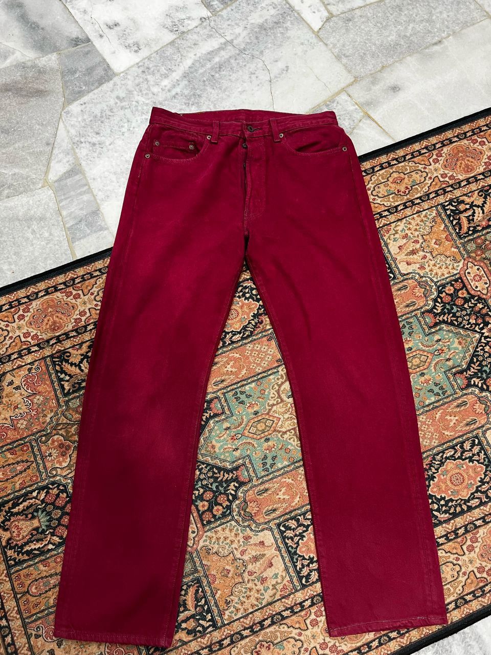 Levi's × Vintage Vintage 80’s Levis 501 Maroon Colour Size US 32 / EU 48 - 1 Thumbnail