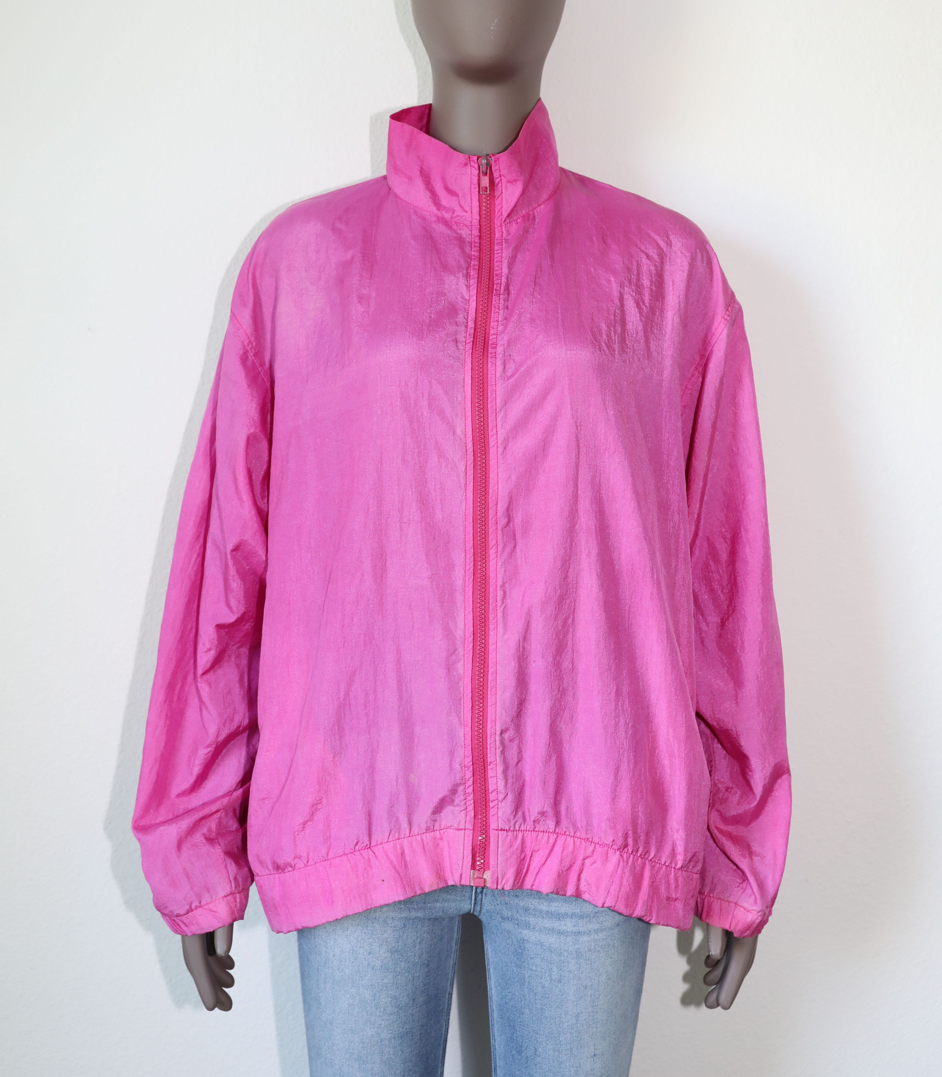 Vintage Vintage 80s Hot Pink Sporty Windbreaker Jacket Size Medium Size M / US 6-8 / IT 42-44 - 2 Thumbnail
