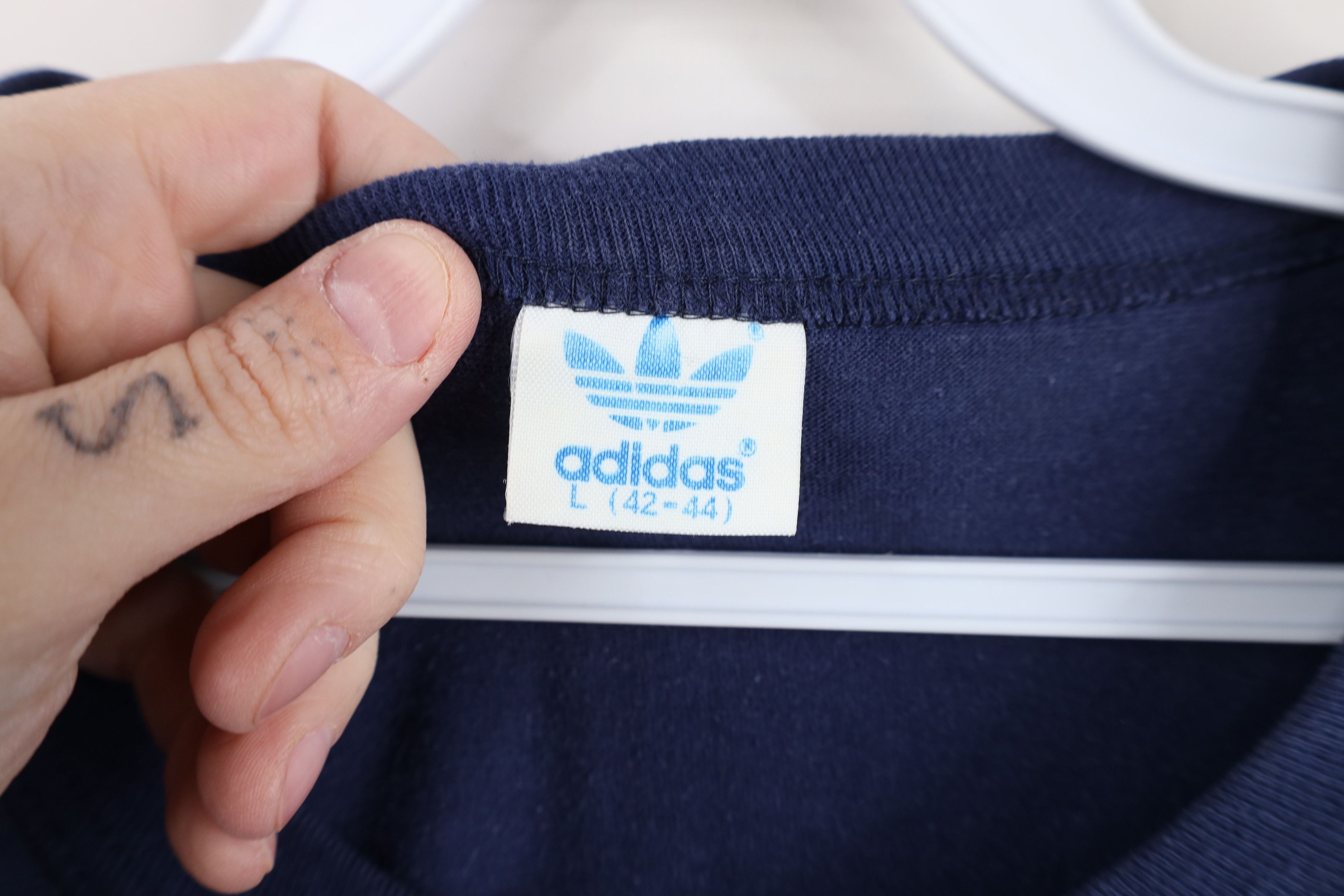 Adidas × Vintage Vintage 70s Adidas Spell Big Logo Trefoil T-Shirt Blue USA Size US L / EU 52-54 / 3 - 10 Thumbnail