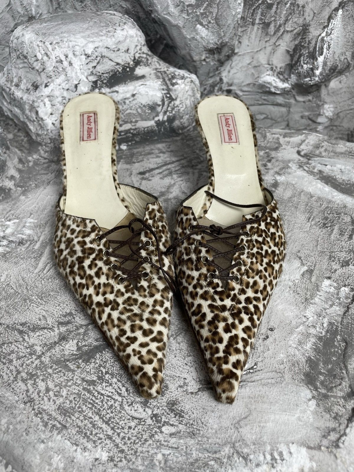 Designer Pile Leopard Winklepickers Mules Heels Prada Style Size US 9 / IT 39 - 8 Thumbnail