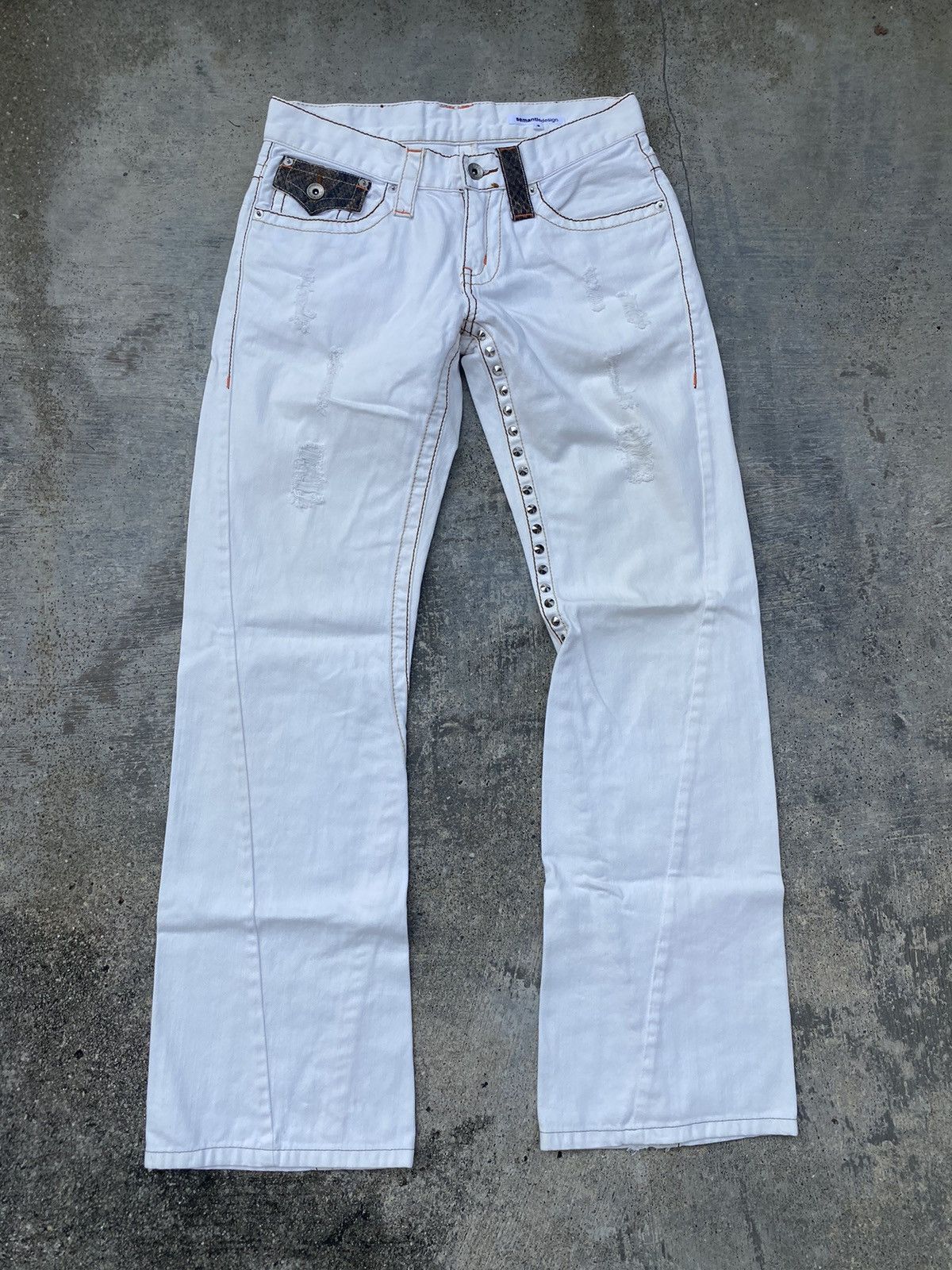 Vintage VINTAGE SEMANTIC DESIGN SPIRAL FLARE DISTRESSED TORNADO RAVE Size US 28 / EU 44 - 1 Thumbnail