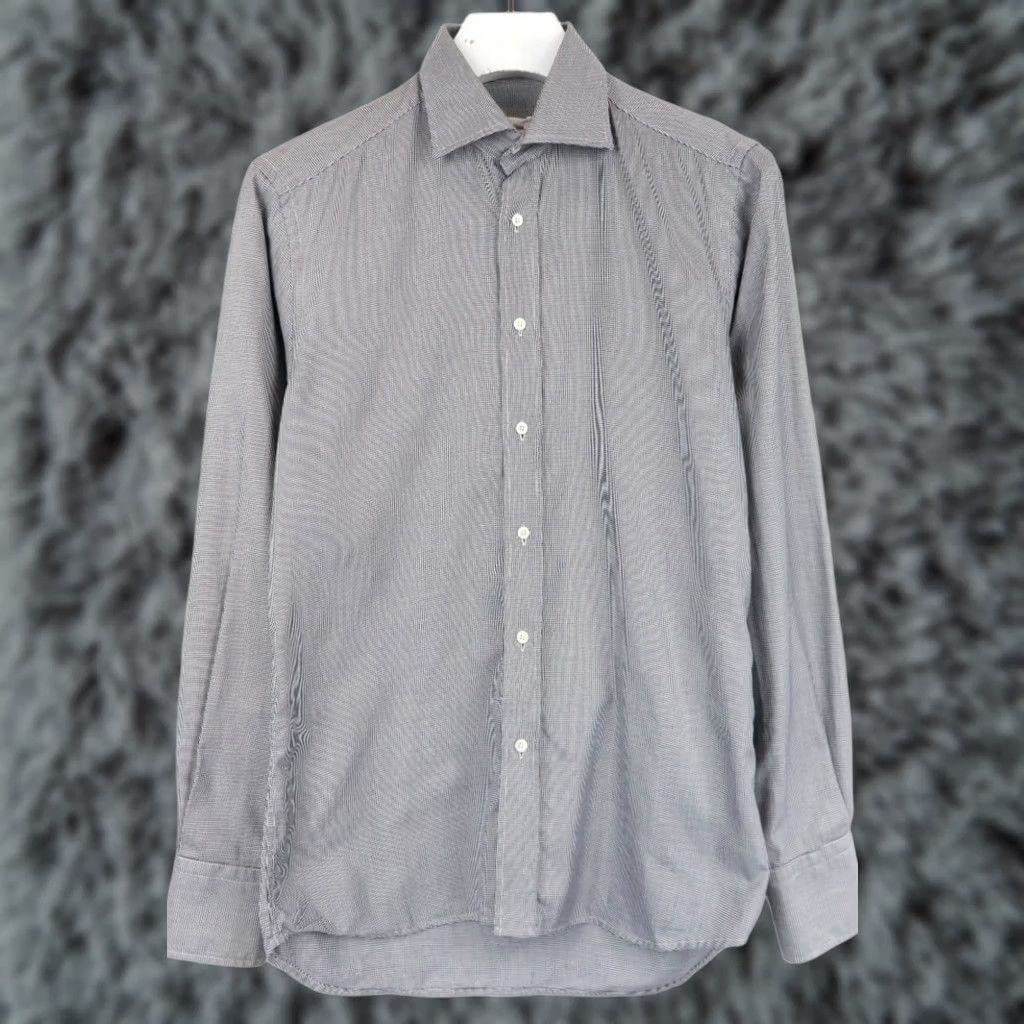 Vintage STENSTROMS Slimline Shirt Men's 40 Grey Spread Patterned Button Up Size US L / EU 52-54 / 3 - 1 Thumbnail
