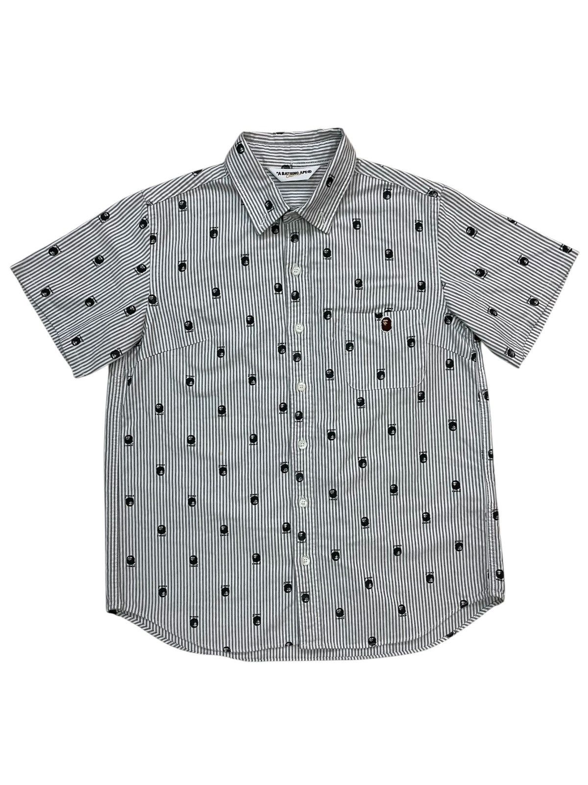 Bape Bape Striped With All Over Bape Head Print Shirt Size S / US 4 / IT 40 - 1 Thumbnail