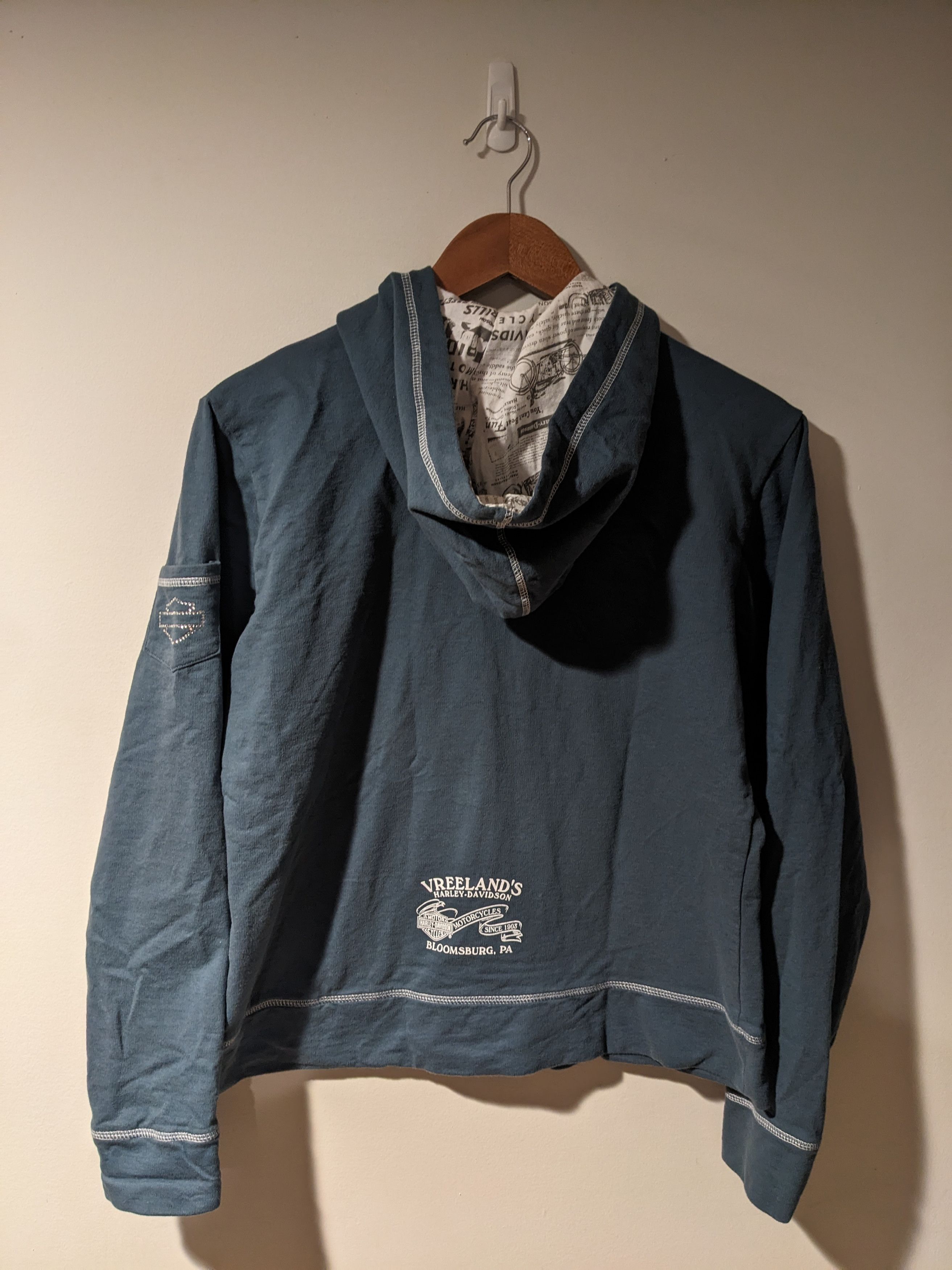 Harley Davidson × Vintage Harley Davidson Motorcycle Womans Blue Large Full Zip Hoodie Size L / US 10 / IT 46 - 5 Thumbnail