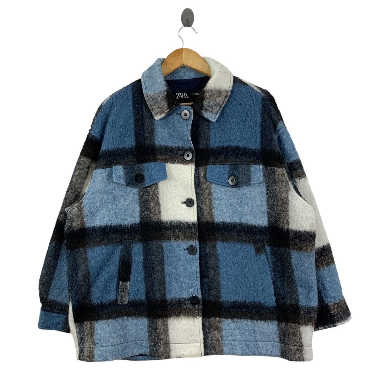 Zara ZARA ITALIAN FABRIC Shacket Check Pattern Wool Oversize Coat Size US L / EU 52-54 / 3 - 1 Thumbnail