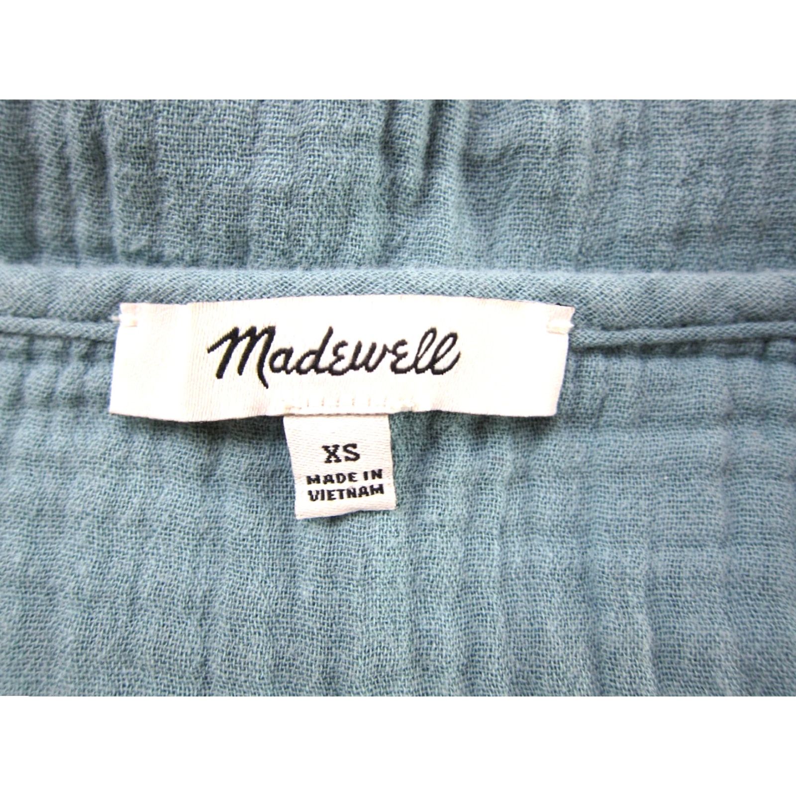 Madewell Madewell Dress XS Smock 100% Cotton Gauze Green Ruffle Sleeve Pocket Smocked Shirt Dress Mini Bohemian Womens XS Size XS / US 0-2 / IT 36-38 - 3 Thumbnail