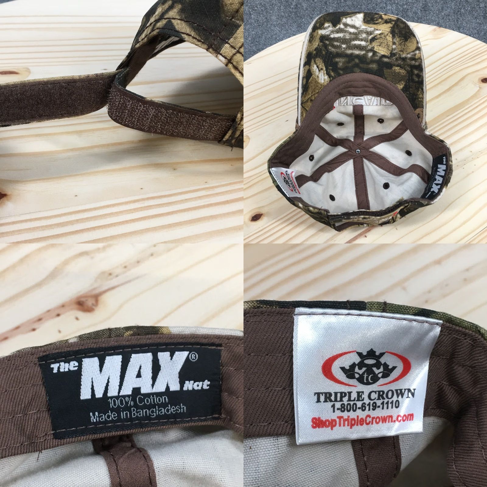 Vintage The Max Hat Baseball Cap Unisex Brown Camo OSFA Adjustable Embroidered Size ONE SIZE - 8 Thumbnail