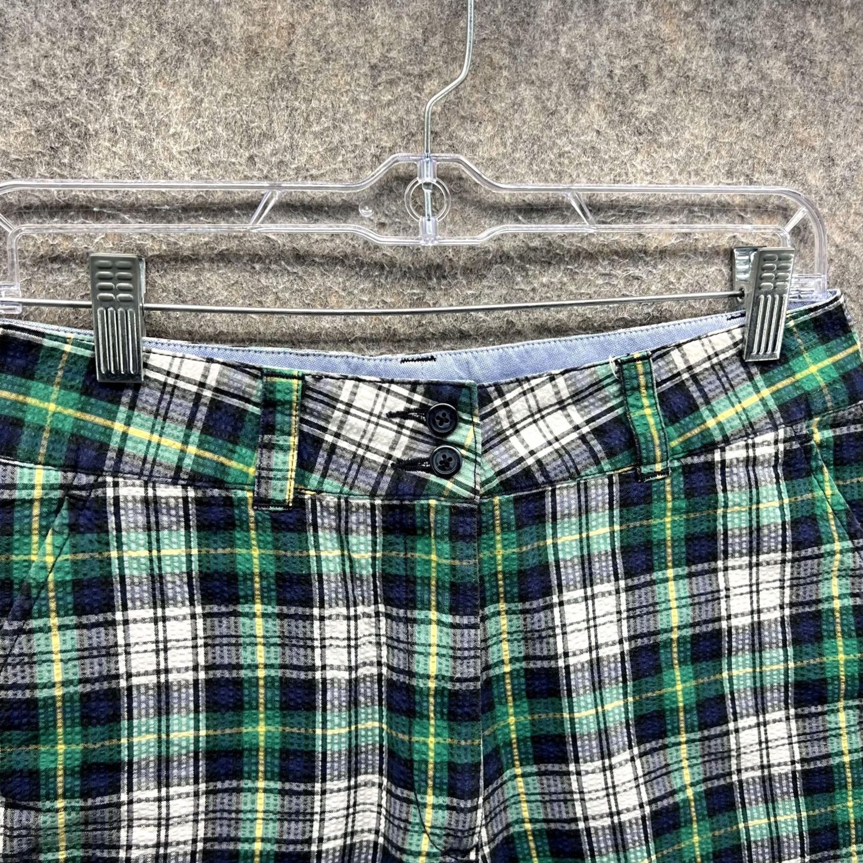 Tommy Hilfiger Tommy Hilfiger Shorts Womens 8 Green Blue Plaid Seersucker Cotton Preppy Casual Size 30" / US 8 / IT 44 - 3 Thumbnail