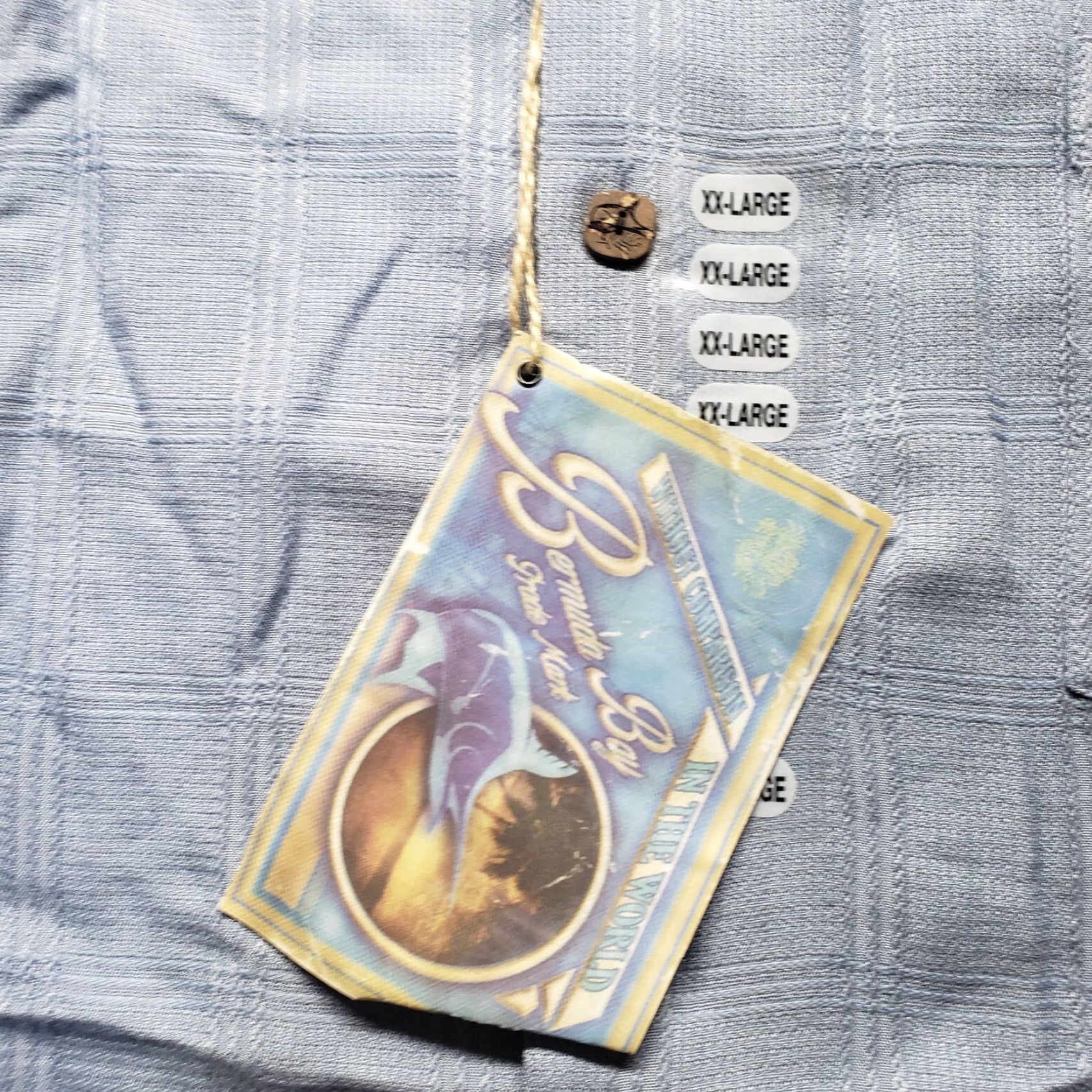 Vintage Bermuda Bay Shirt Adult 2XL Blue Floral Print Hawaiian Button-Up Pocket Casual Beach 70s 80s Logo Hawaii Size US XXL / EU 58 / 5 - 3 Thumbnail