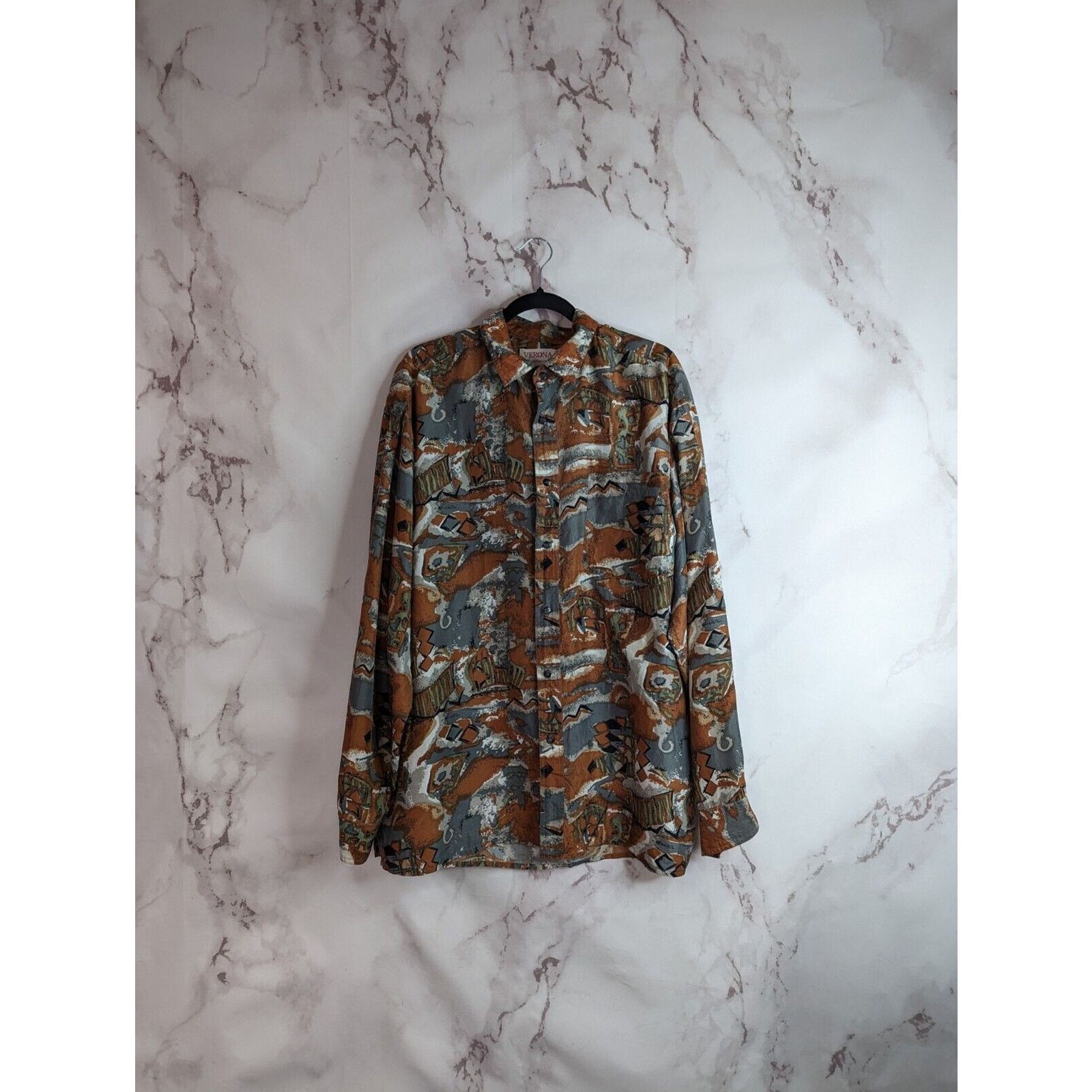 Vintage Vintage Silk Shirt Mens XL Brown Button Up 90s Rockabilly Size US XL / EU 56 / 4 - 2 Thumbnail