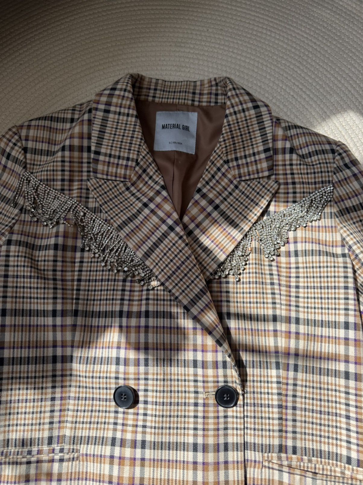Vintage Material girl rhinestone tassel front checked blazer Size S / US 4 / IT 40 - 2 Thumbnail