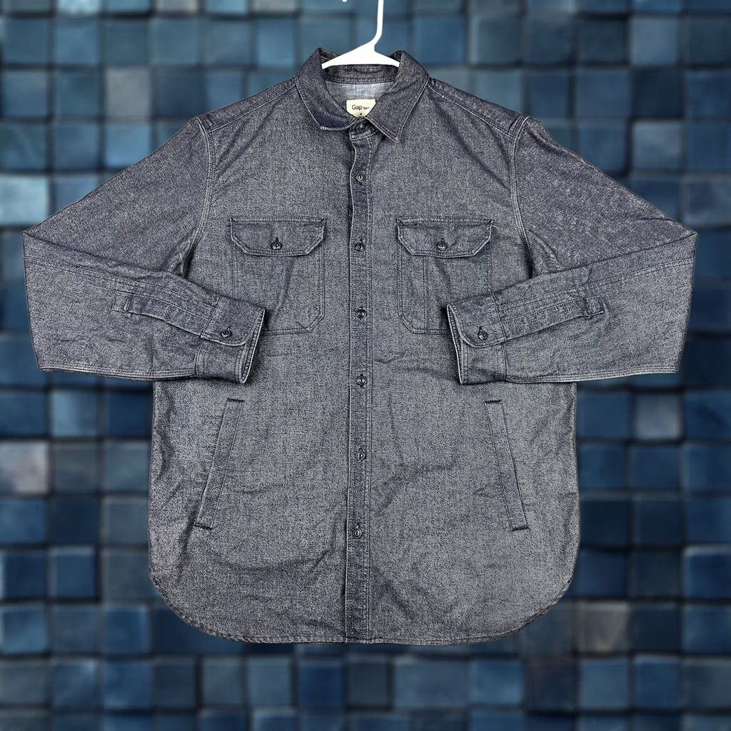 Gap VINTAGE Gap Denim Shirt Mens M Blue Shacket Button-Up Pockets Casual All Seasons Size US M / EU 48-50 / 2 - 1 Thumbnail