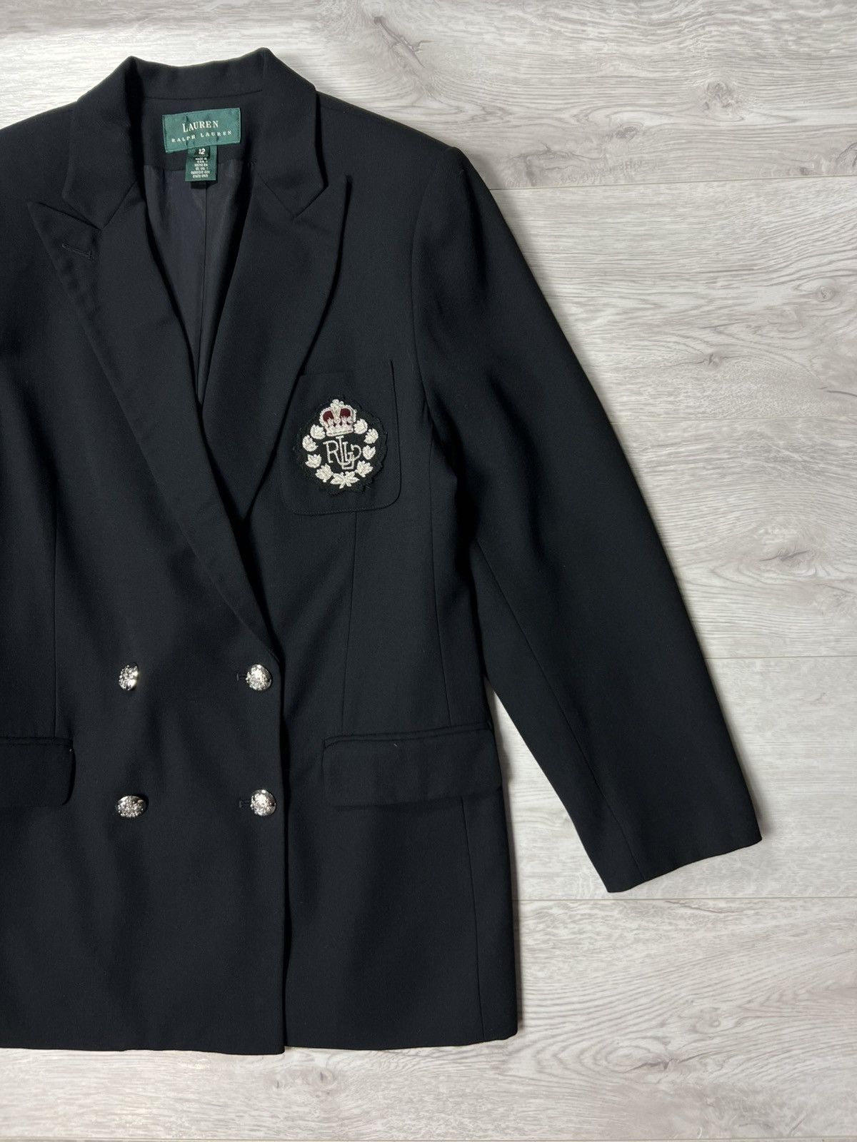 Polo Ralph Lauren Lauren Ralph Lauren Black Double Breasted Blazer Crest Patch Size XL / US 12-14 / IT 48-50 - 7 Thumbnail
