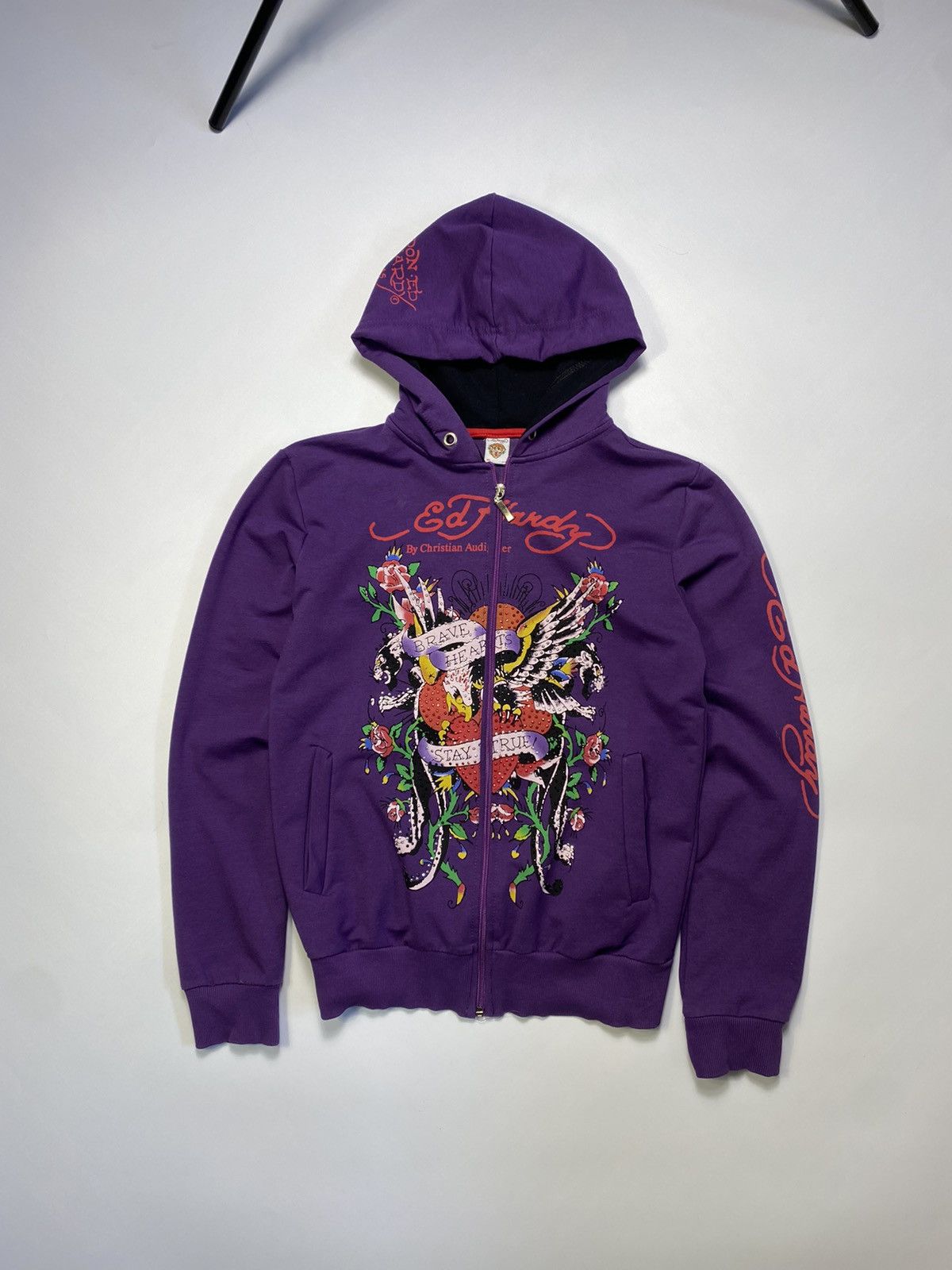 Ed Hardy Vintage Ed hardy Y2K big logo rhinestones zip hoodie Size L / US 10 / IT 46 - 1 Thumbnail