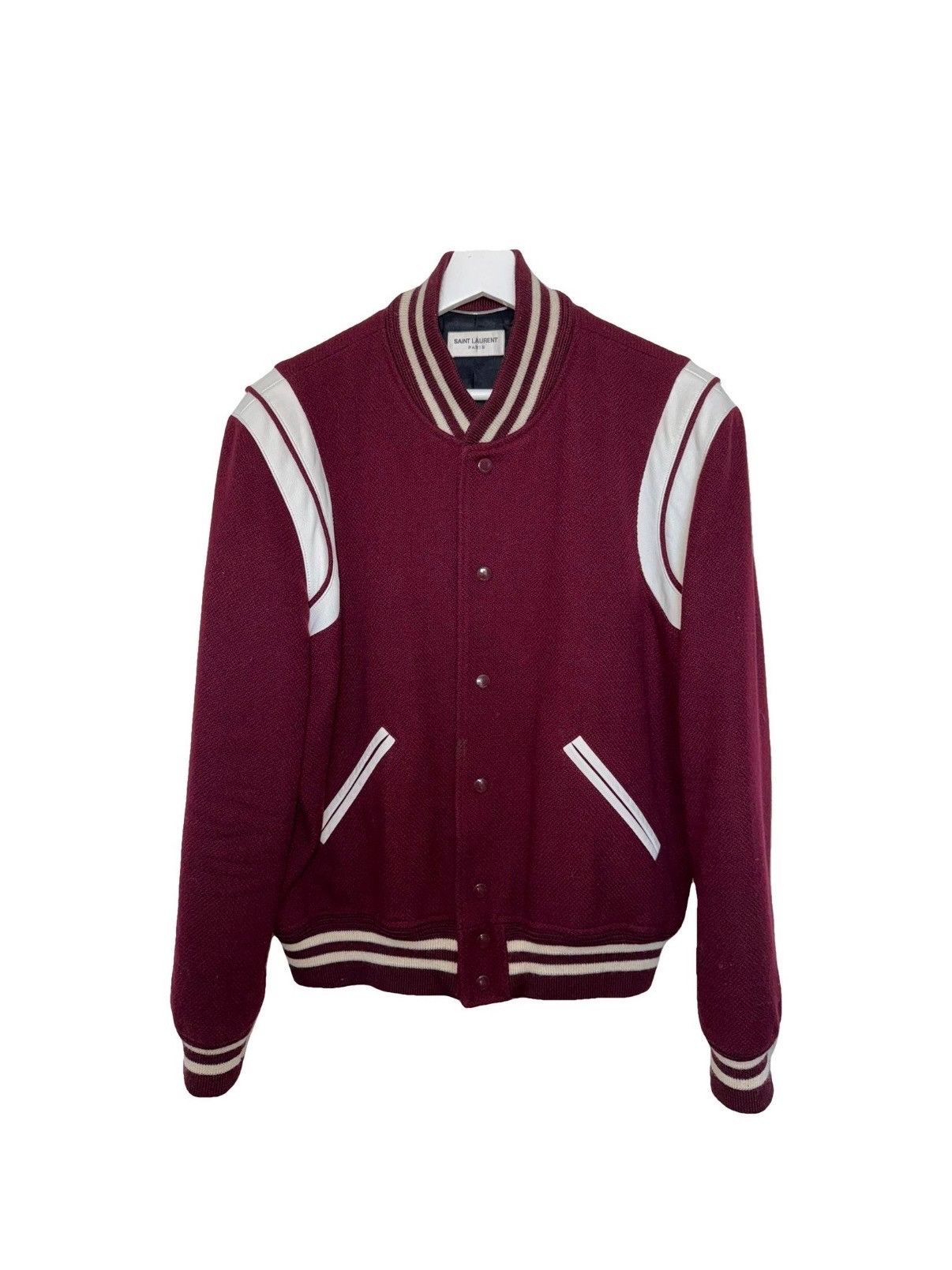 Saint Laurent Paris Saint Laurent Paris Burgundy Teddy Bomber Jacket Size US L / EU 52-54 / 3 - 1 Thumbnail