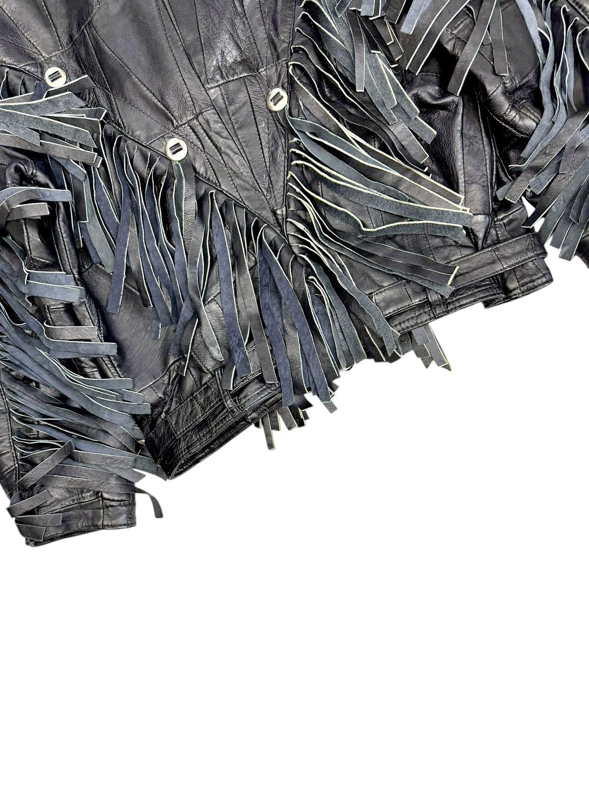 Genuine Leather Vintage Black Fringe Leather Jacket Biker Western Cropped Size US L / EU 52-54 / 3 - 6 Thumbnail