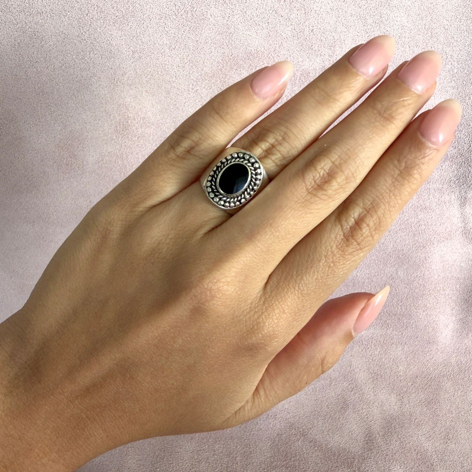 Sterling Silver sterling silver braided onyx cigar band ring size 5.75 Size ONE SIZE - 2 Thumbnail